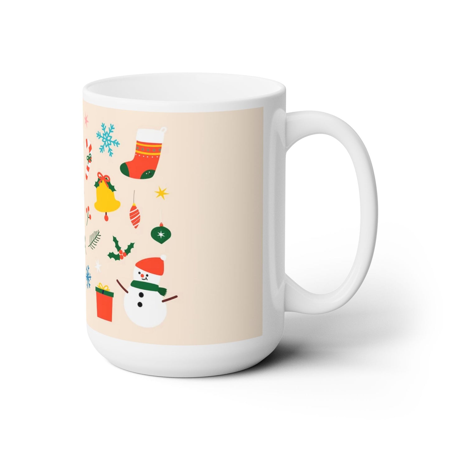 Christmas Ceramic Mug 15oz – Large Holiday Coffee & Tea Cup, Microwave & Dishwasher Safe