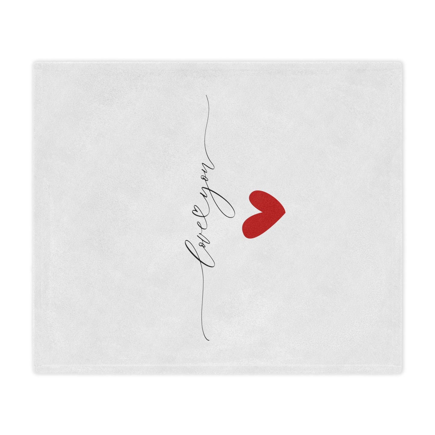 Love You Signature with Heart Printed Velveteen Minky Blanket for Valentine