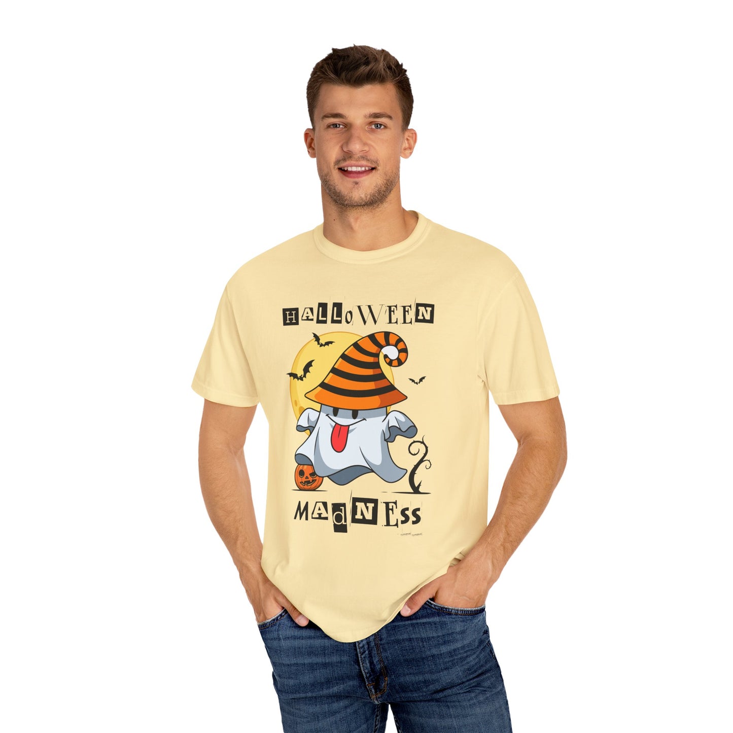 Halloween Madness Tee – Ghostly Grins Under Witchy Skies!