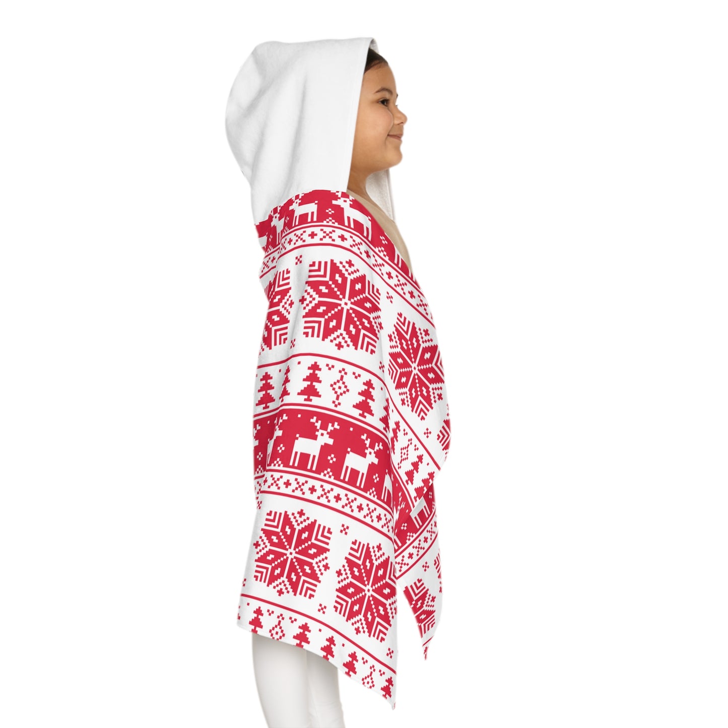 Christmas Youth Hooded Towel – Soft Polyester & Terry Cotton Kids Bath & Beach Wrap