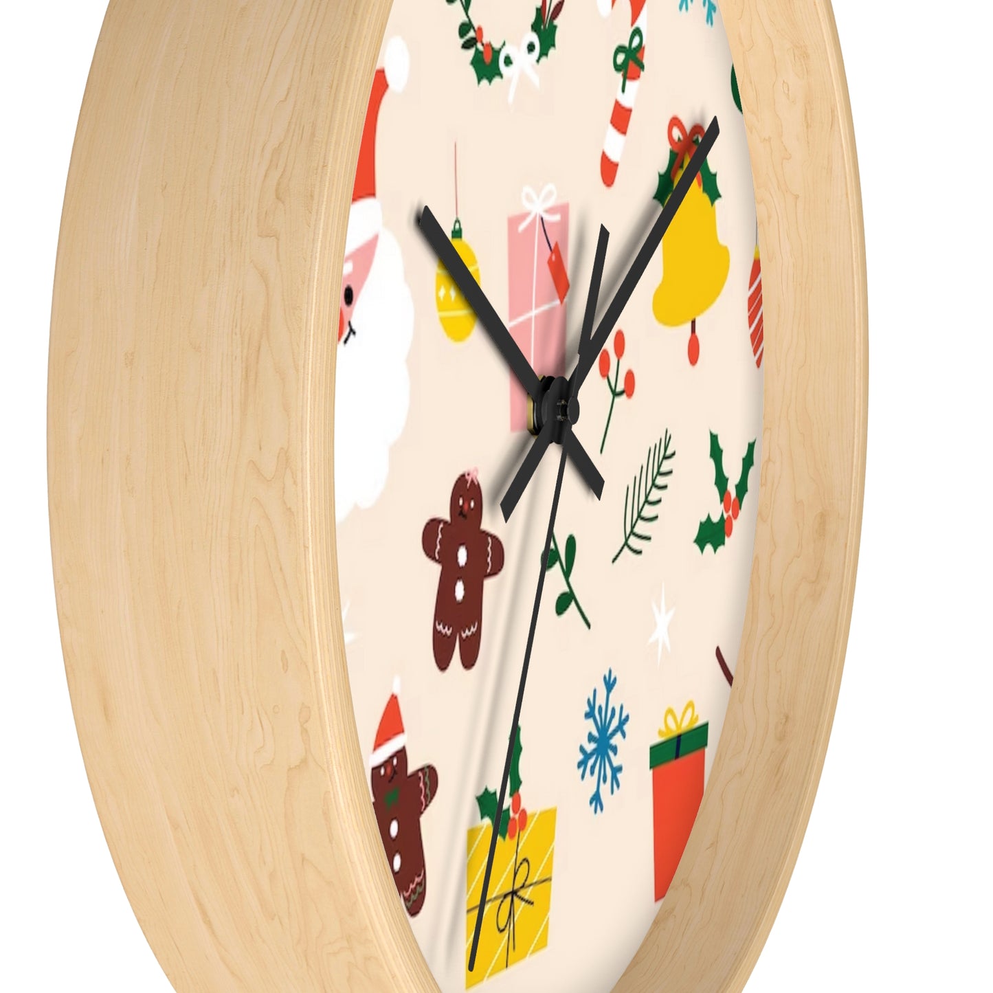 Beige Christmas Wall Clock