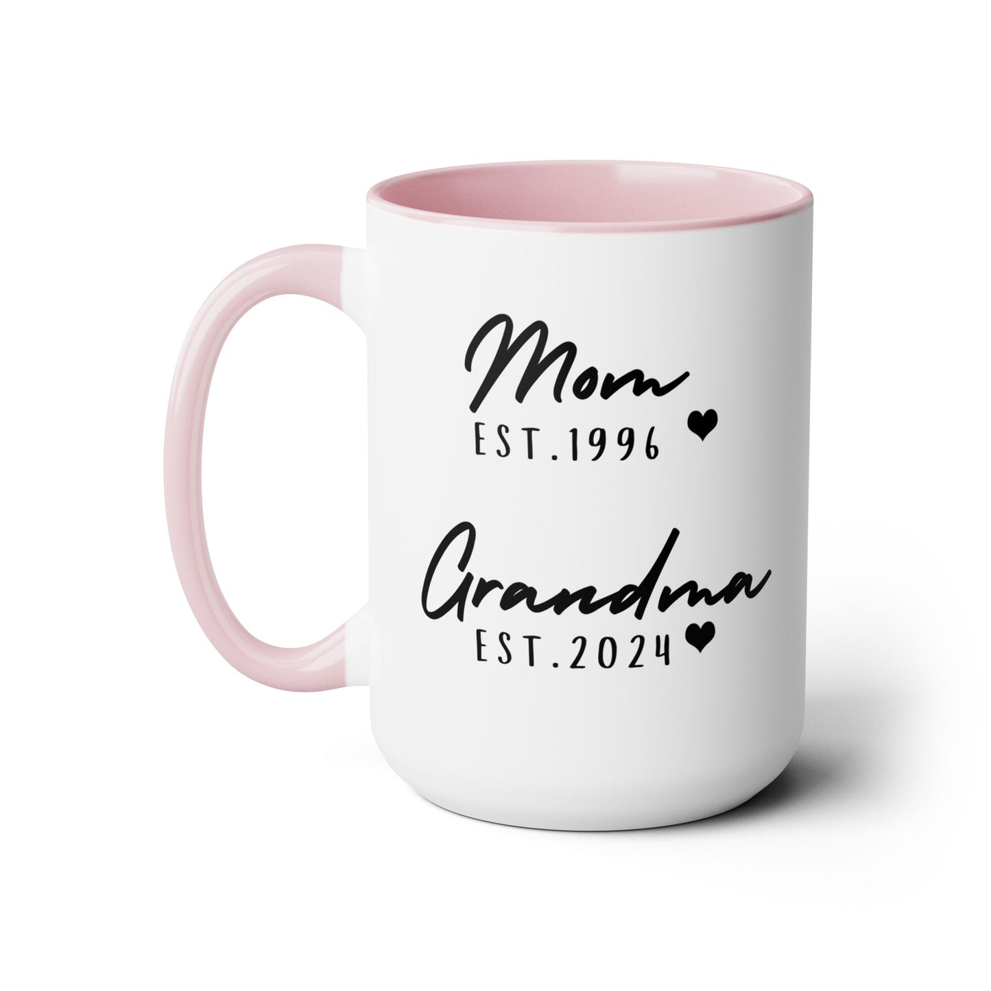 Mom & Grandma EST. 15oz Ceramic Coffee Mug – Sentimental Personalized Gift