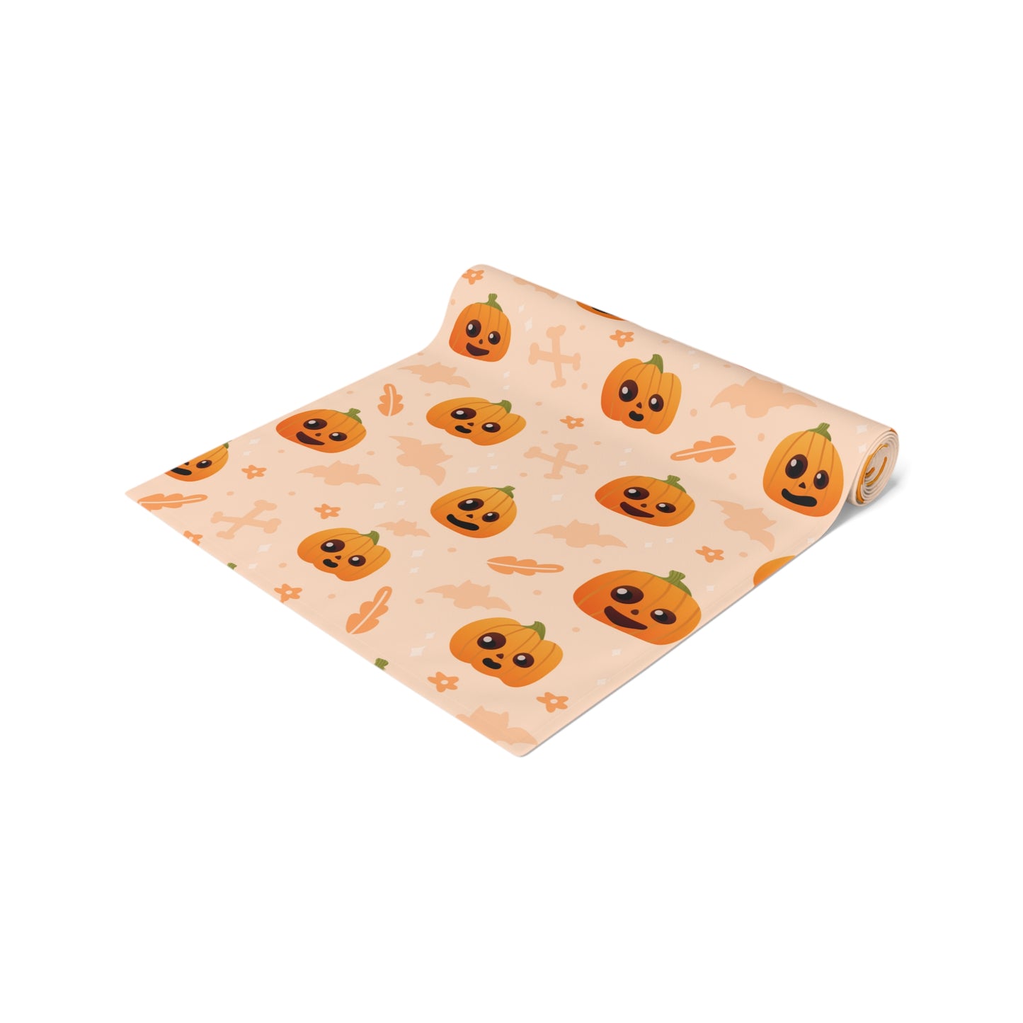 Smiling Pumpkin Table Runner – Playful Halloween Fall Dining Decor