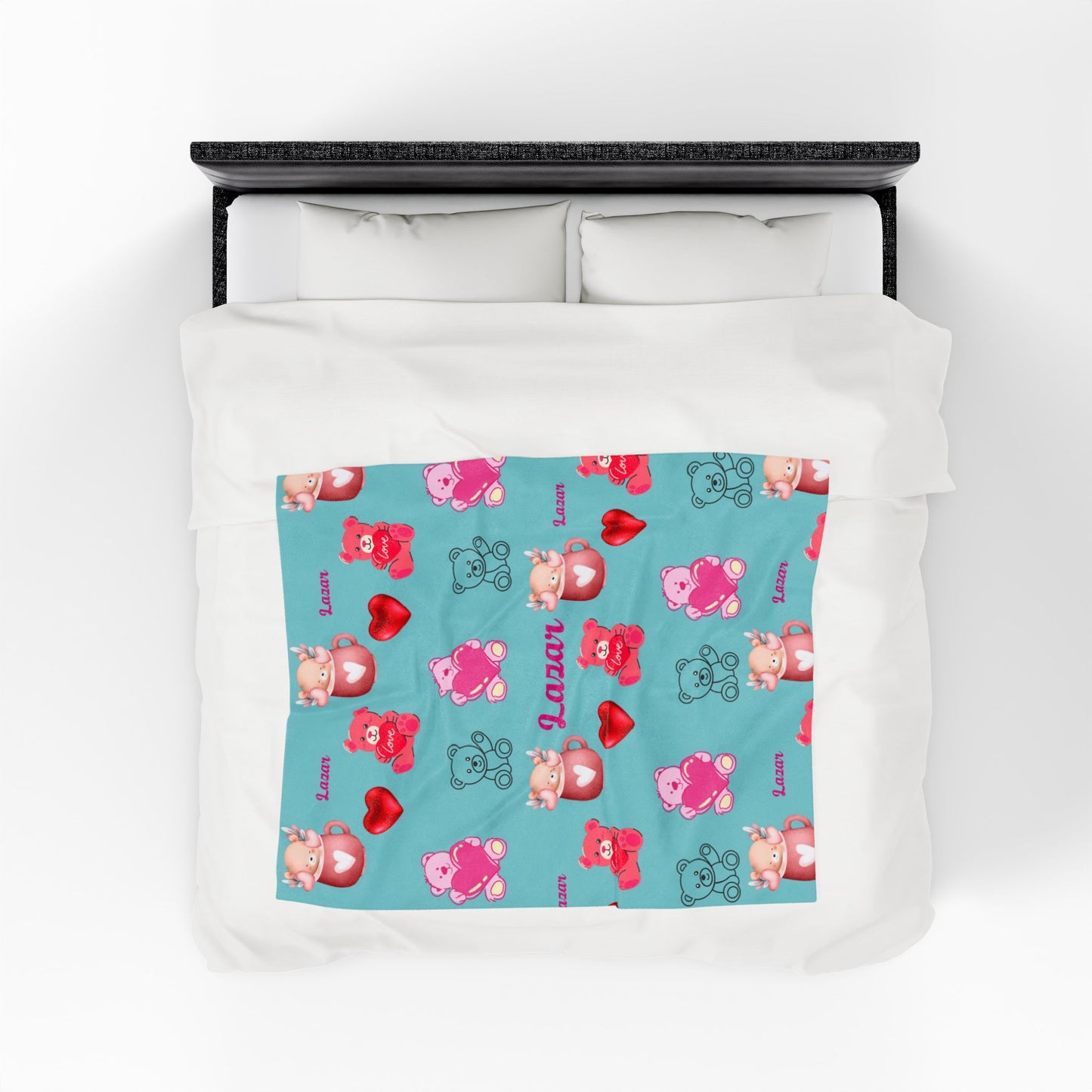 Personalized Teddy Bear Plush Blanket for Toddlers - Cute and Cozy Baby Shower Gift