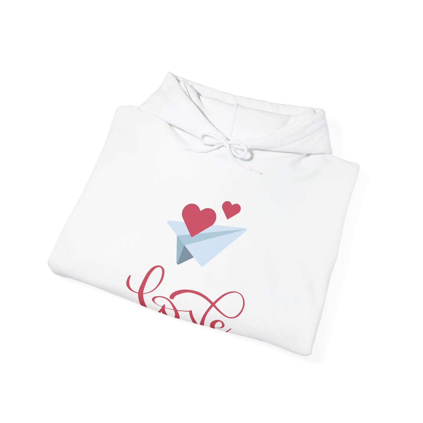 Valentine Sweatshirt, Unisex Heavy Blend™ Hooded Sweatshirt with Love and Flying Heart Print