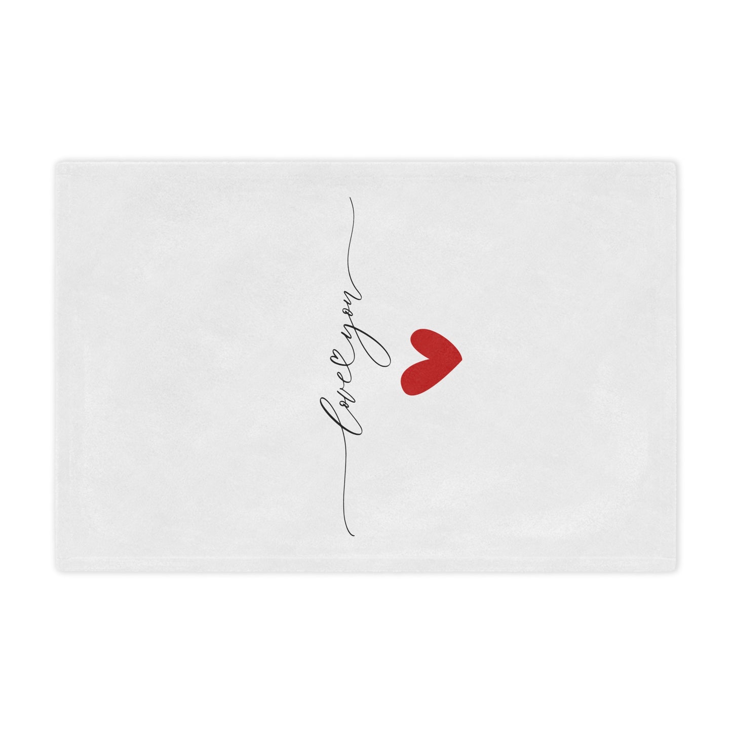Love You with Heart Printed Valentine Minky Blanket, Red & White
