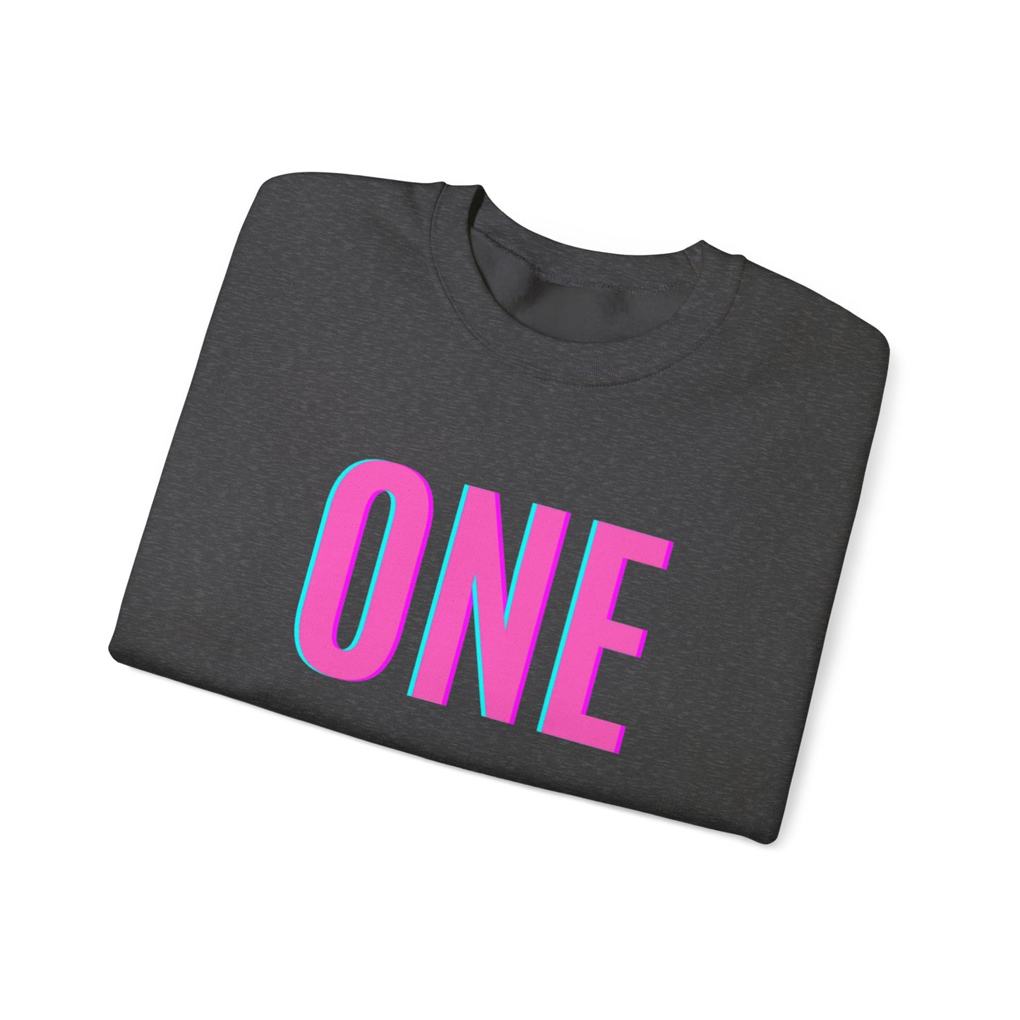 ONE Print White Unisex SweatshirtCrewneck Sweatshirt