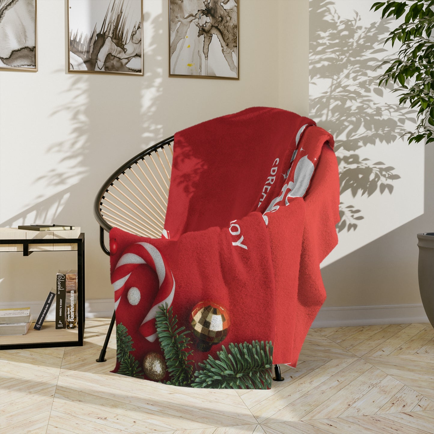 Merry Christmas, Spread Love and Joy Printed Velveteen Minky Blanket