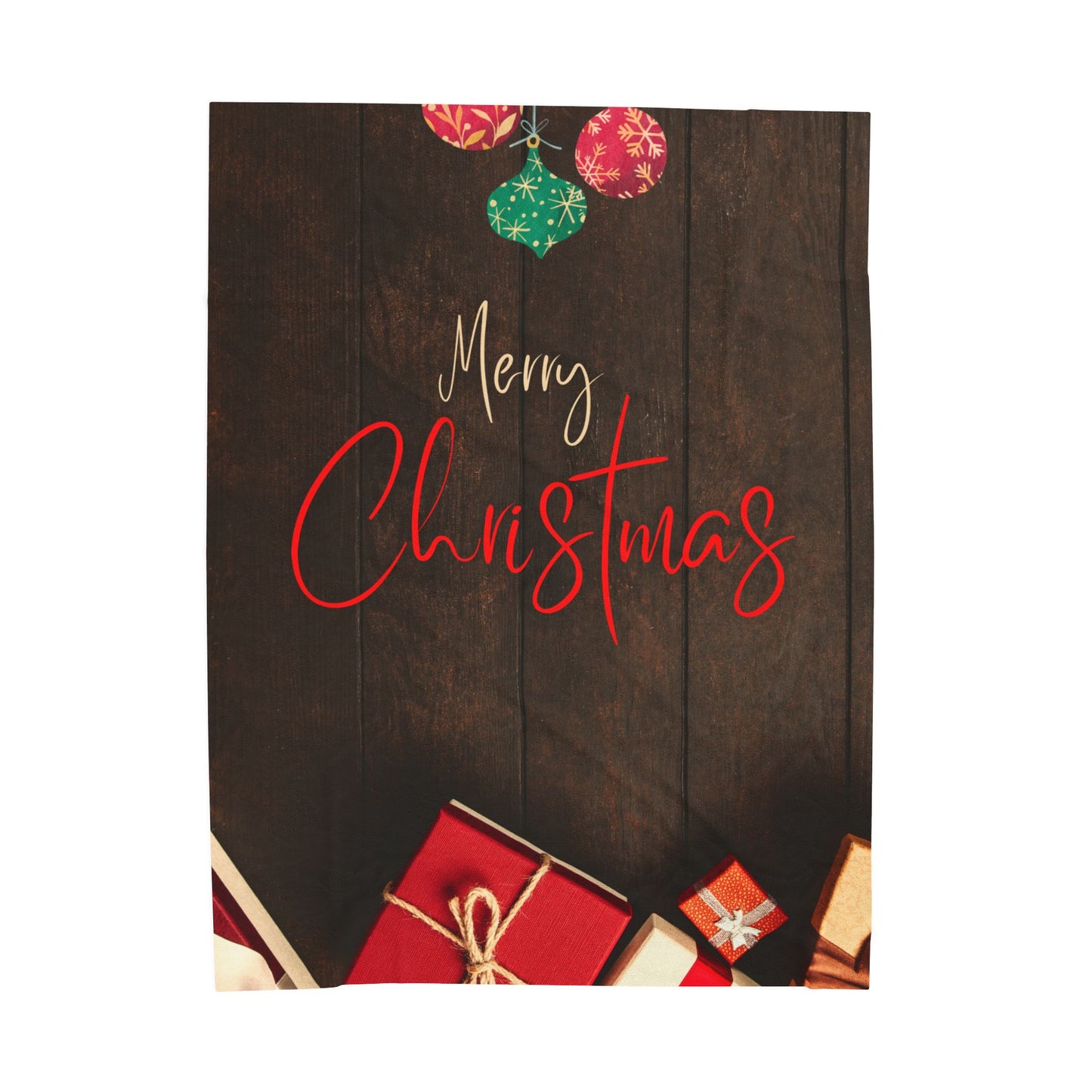 Merry Christmas Printed Velveteen Plush Blanket, Coffee