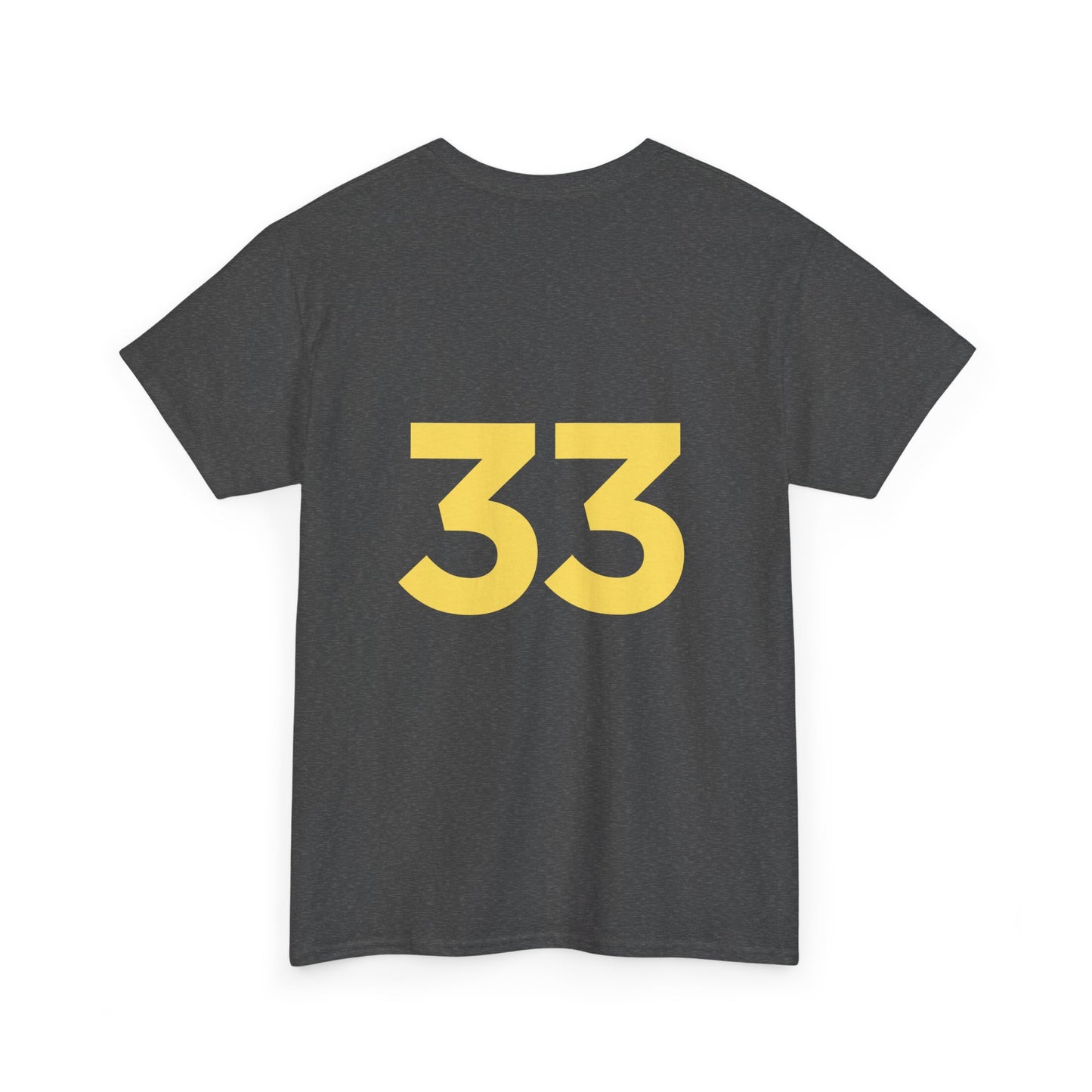 Black T-Shirt with Yellow Emblem Front & Number Back – Custom Team Sports Tee