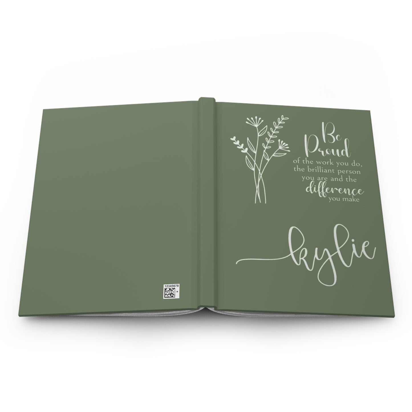 Be Proud of the Work You Do Inspirational Notebook – Motivational Journal with Green Floral Design