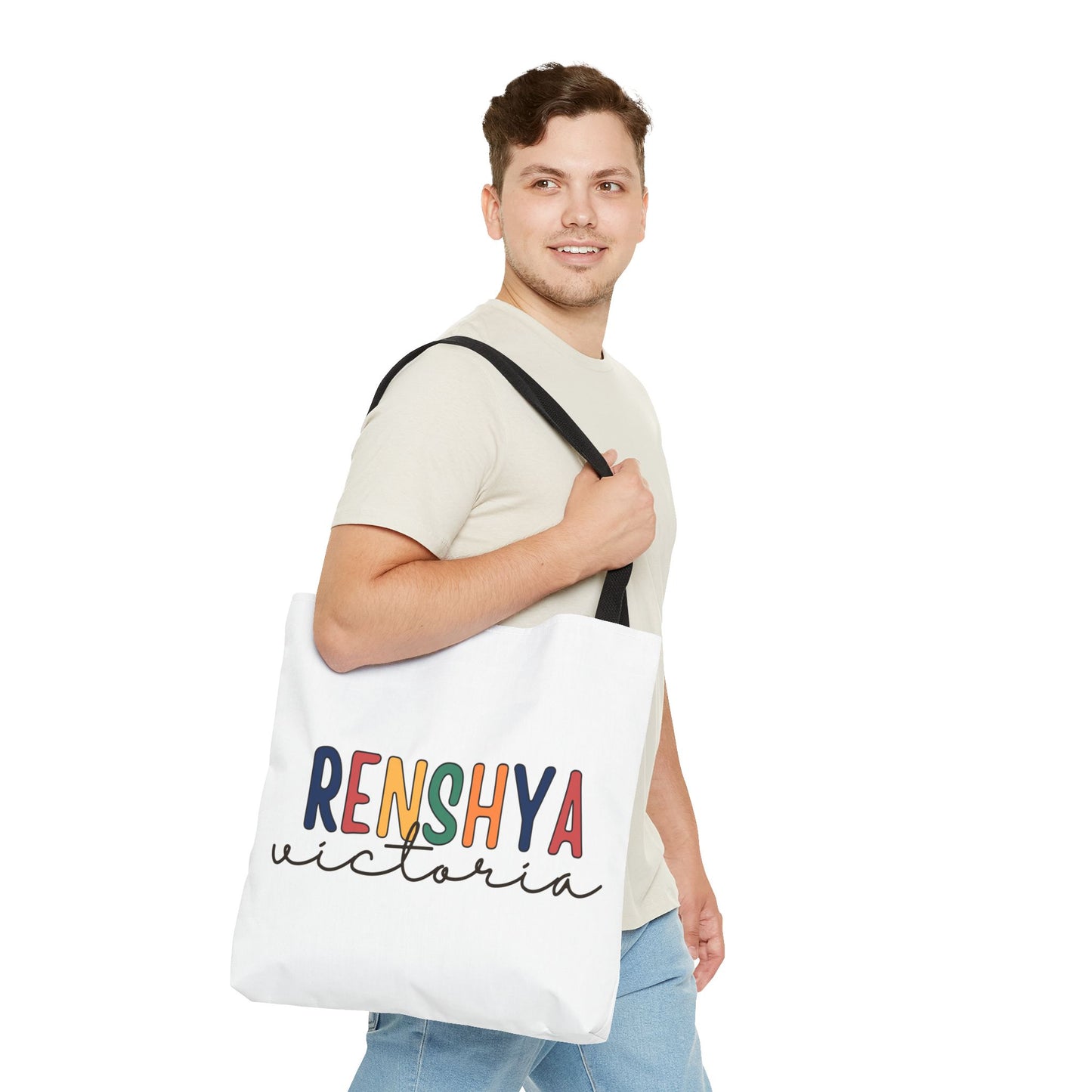 Personalized Name Tote Bag – Colorful Custom Design with Script Font