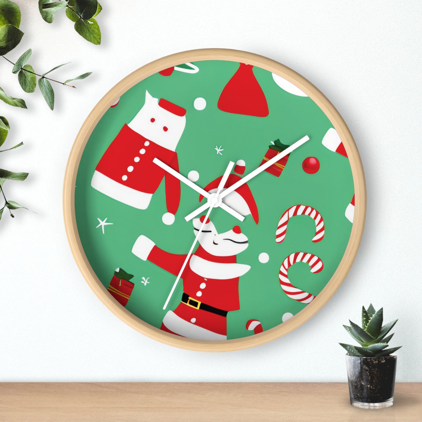 Green Christmas Wall Clock