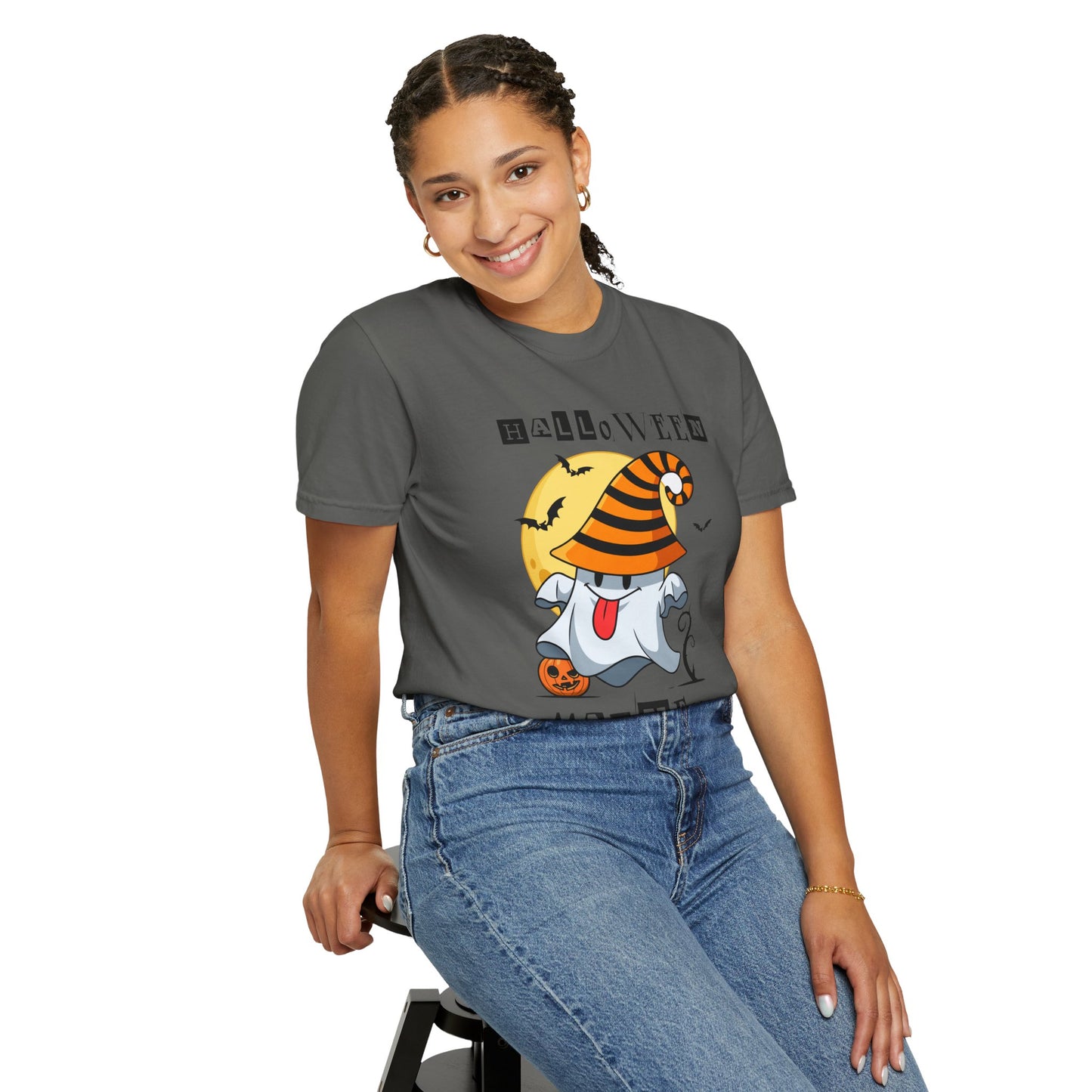 Halloween Madness Tee – Ghostly Grins Under Witchy Skies!