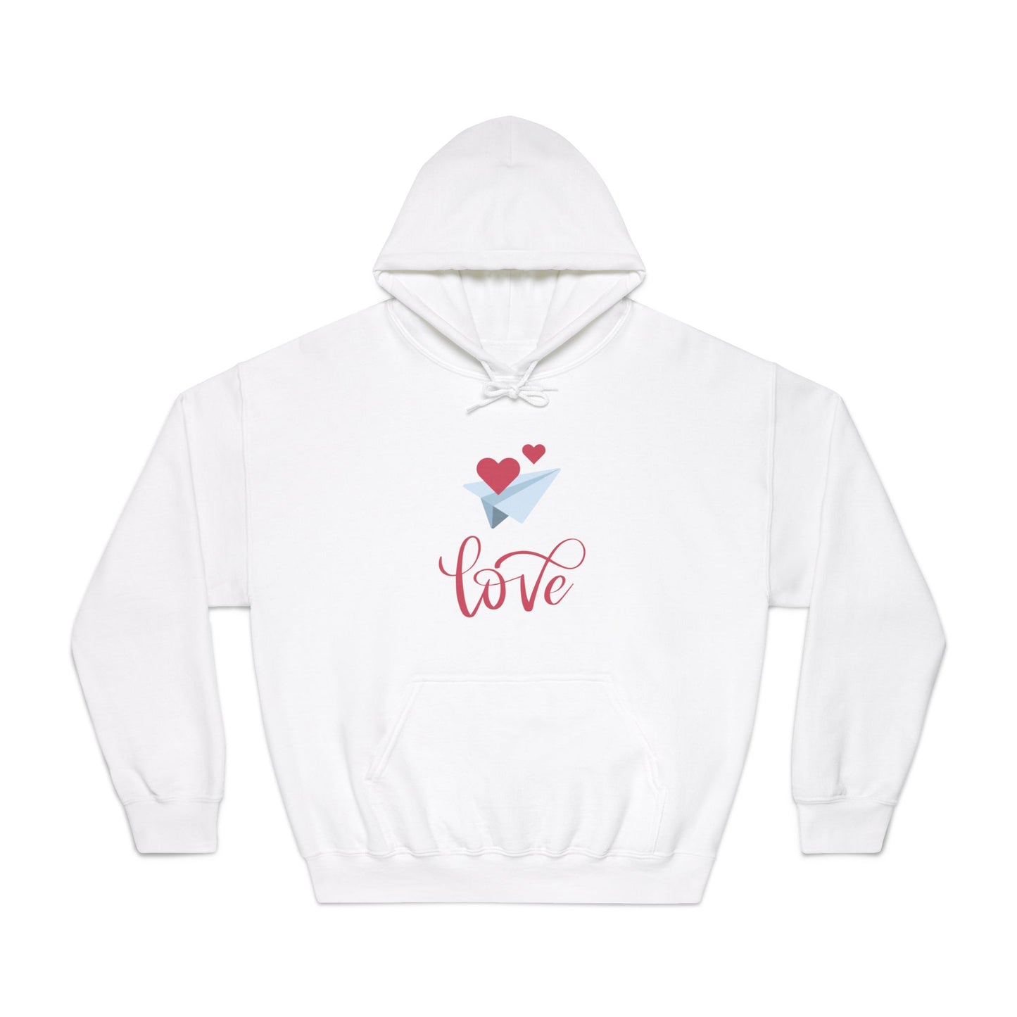 Valentine Unisex DryBlend® Hooded Sweatshirt with Love and Flying Hearts Print