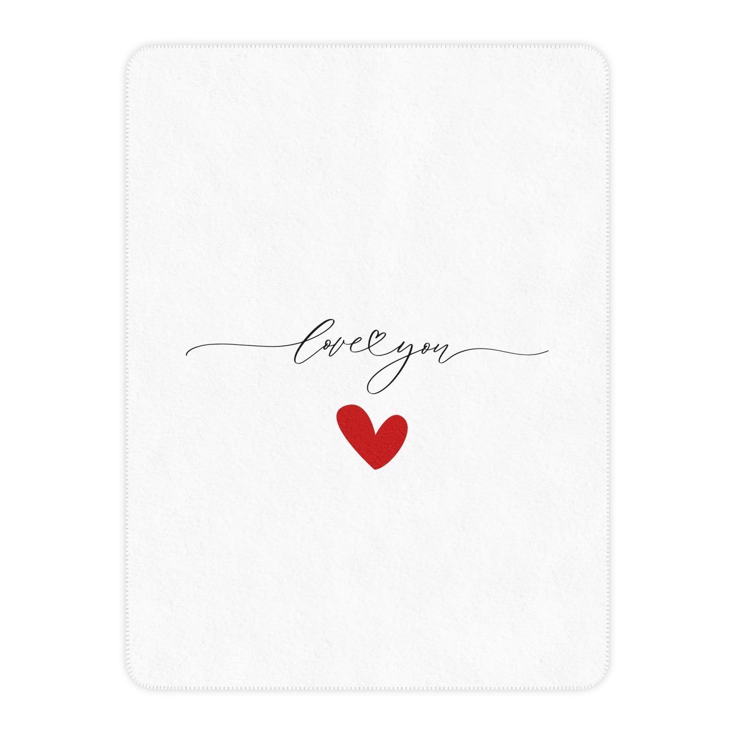 Love You Signatur with Heart Printed Tan Sherpa Blanket for Valentine Day