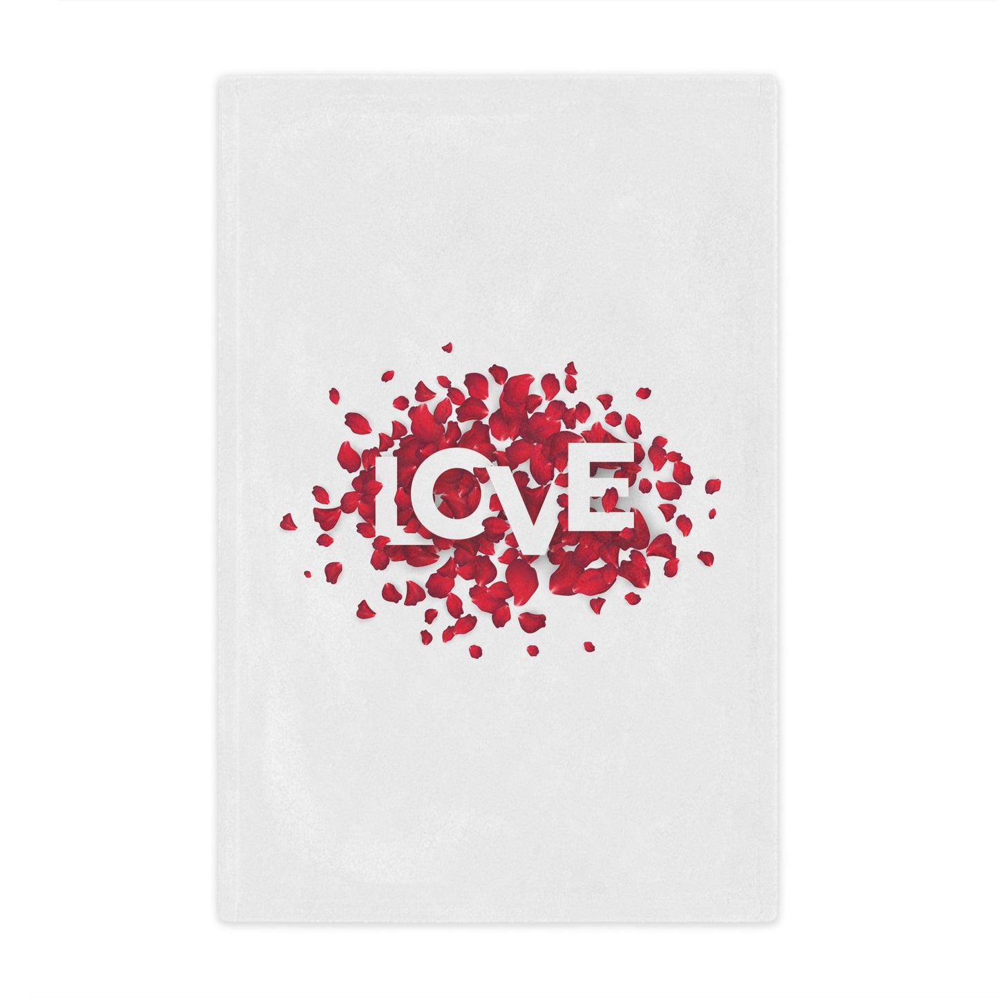 Love with Heart made of Flower Printed Valentine Minky Blanket, White & Red