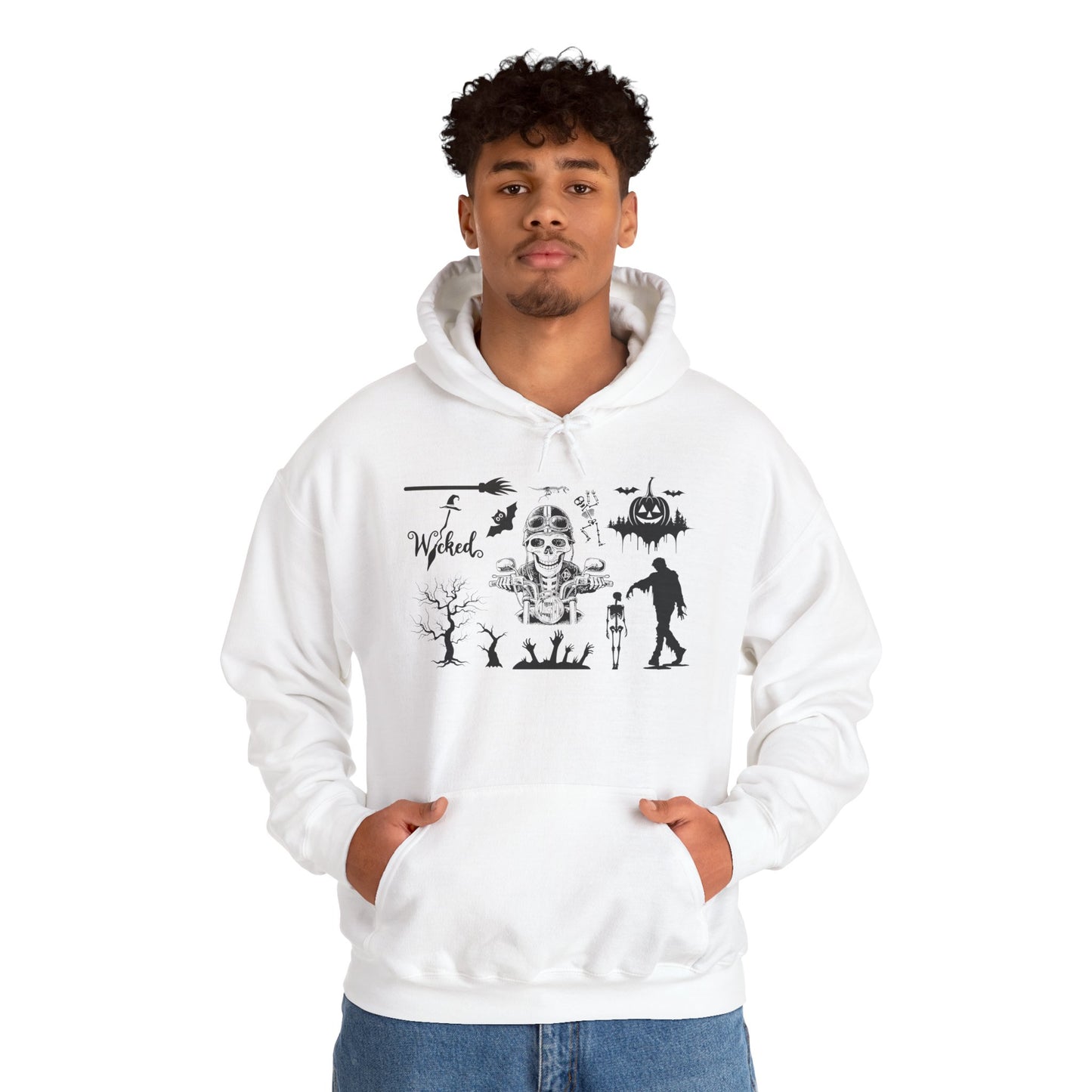 Wicked Skull Halloween Hoodie – Spooky Skeleton & Zombie Graphic Sweatshirt