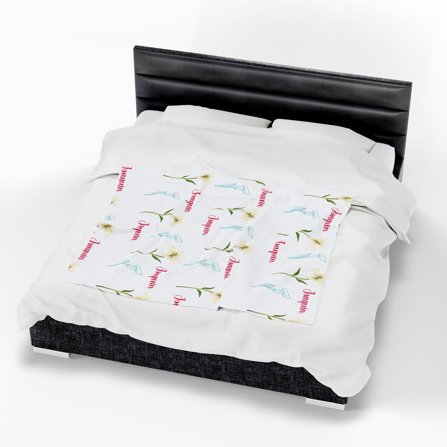 Personalized Velveteen Plush Blanket - Baby Name Floral Design for Nursery, Perfect Newborn Gift