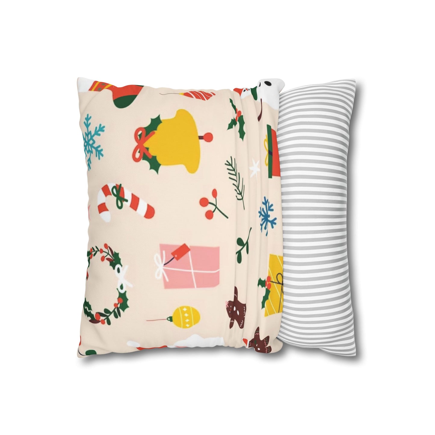 Christmas Spun Polyester Pillowcase – Festive Double-Sided Cushion Cover