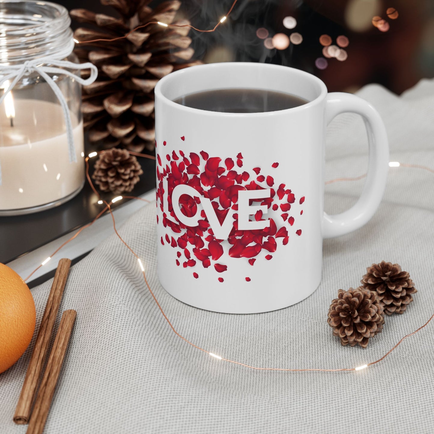 Love wih Flower Printed Ceramic Mugs, 11oz