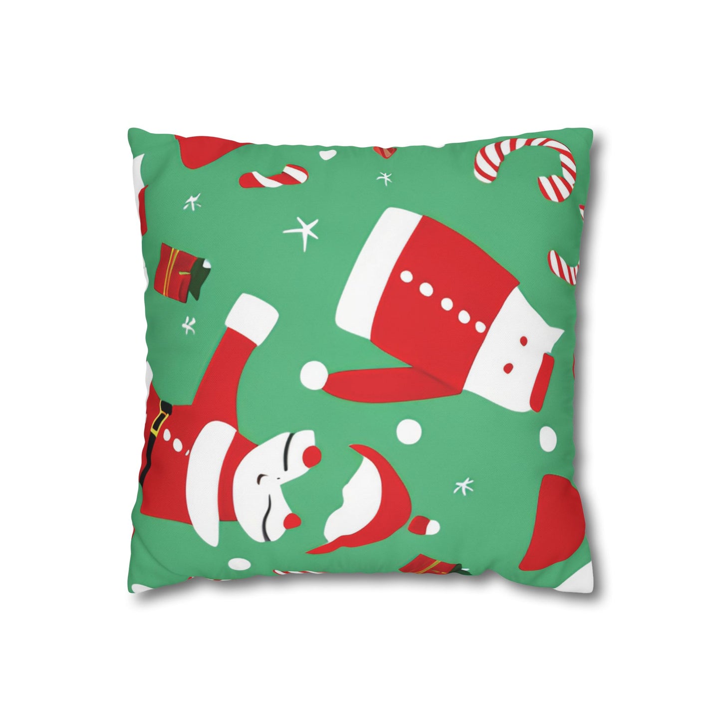 Christmas Spun Polyester Pillowcase with Double-Sided Print and Concealed Zipper