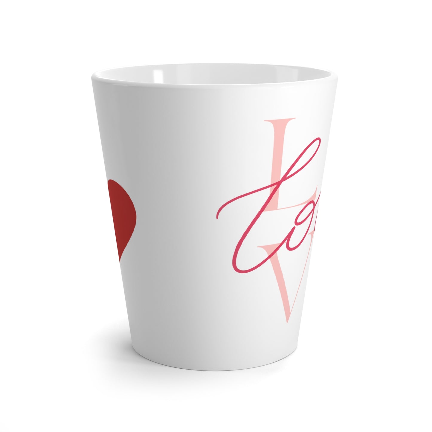Valentines Day Latte Mugs, 12oz, Big Heart with Love Printed Coffee Mug