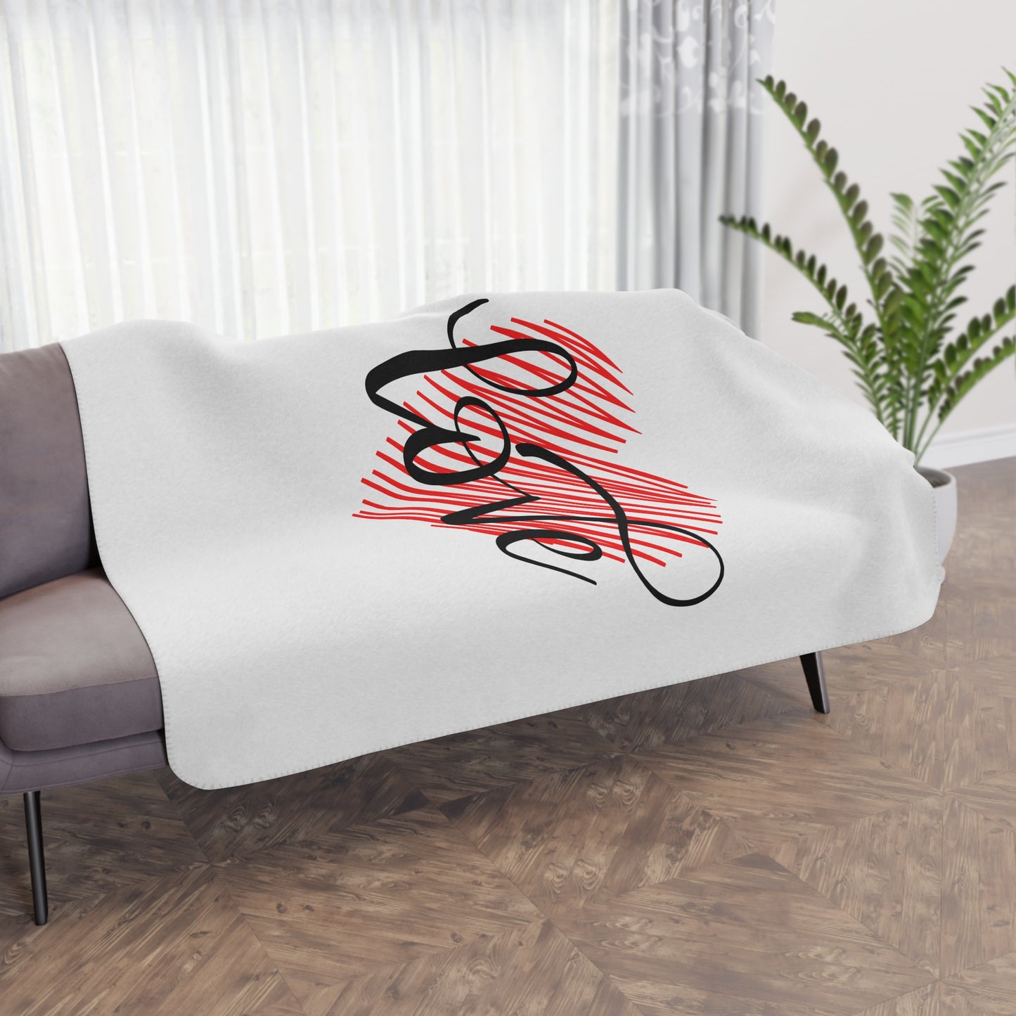 Love inside Heart Printed Tan Sherpa Blanket for Valentine