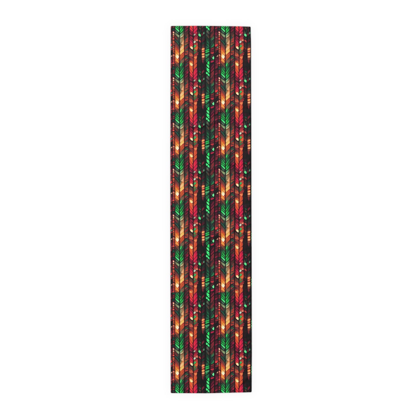Autumn Leaf Pattern Table Runner – Festive Red, Orange & Green Fall Decor