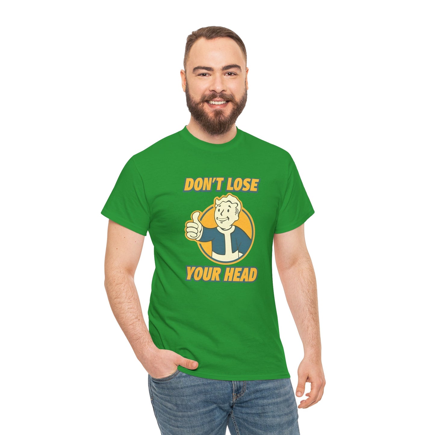 Fallout Vault Boy T-Shirt – “Don’t Lose Your Head” Graphic Tee, Gamer Shirt