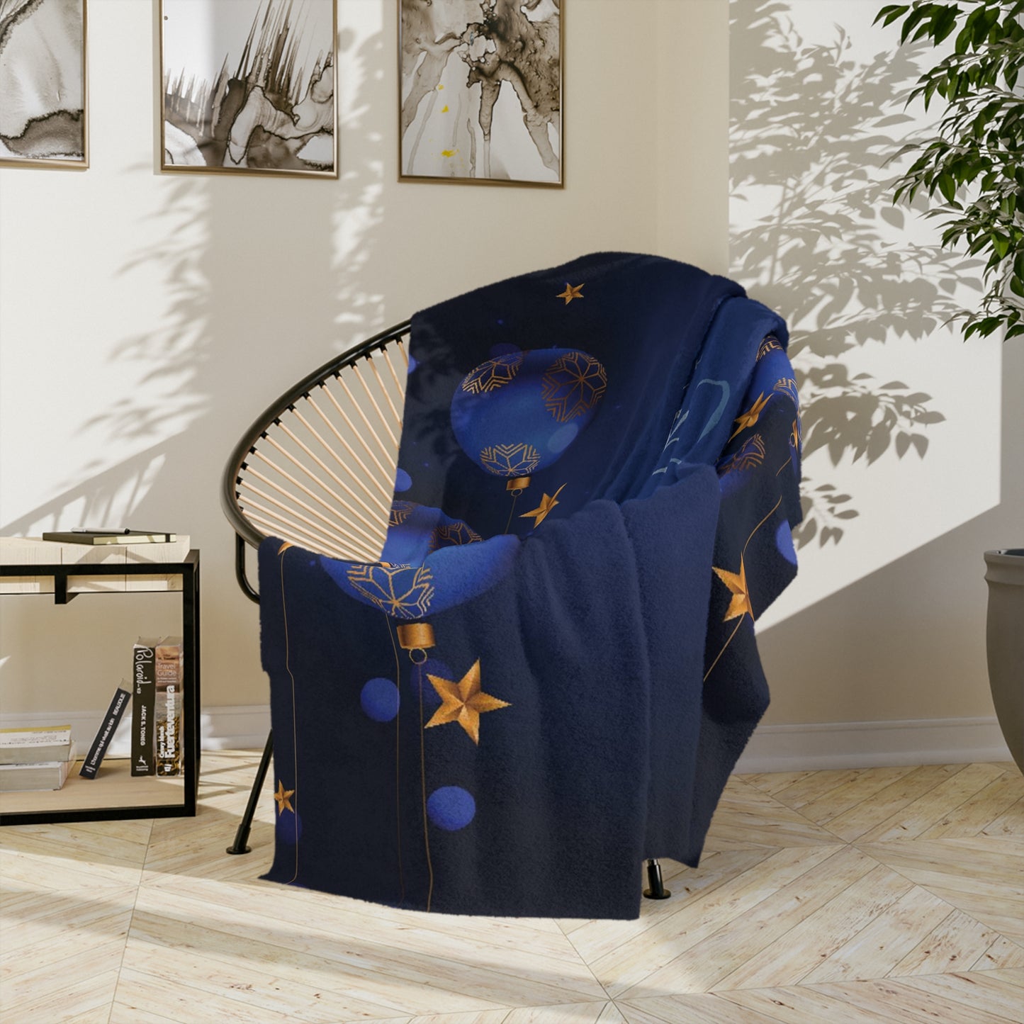 Dark Blue Christmas Velveteen Minky Blanket