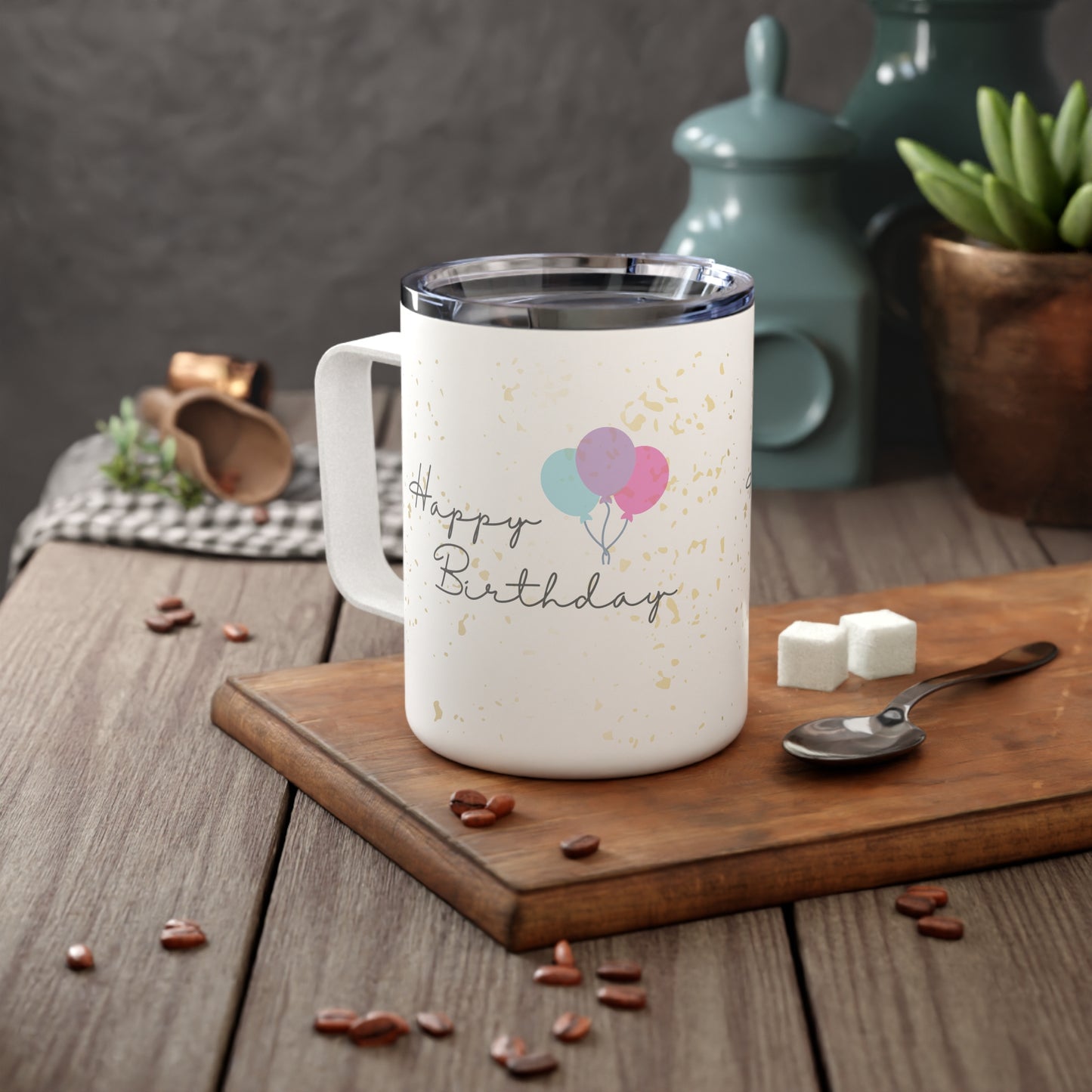 10oz, Happy Birthday Printed Insulated Coffee Mugs
