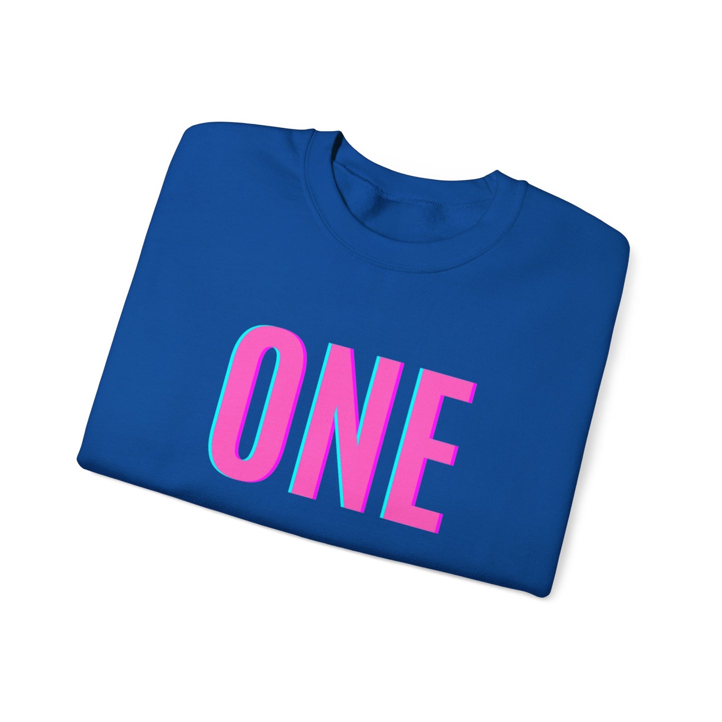 ONE Print White Unisex SweatshirtCrewneck Sweatshirt