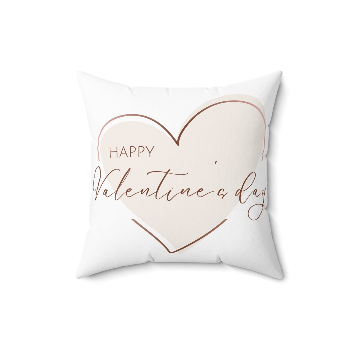 Valentine’s Day Throw Pillow with Heart Outline and “Happy Valentine’s Day” Script – Double-Sided Print