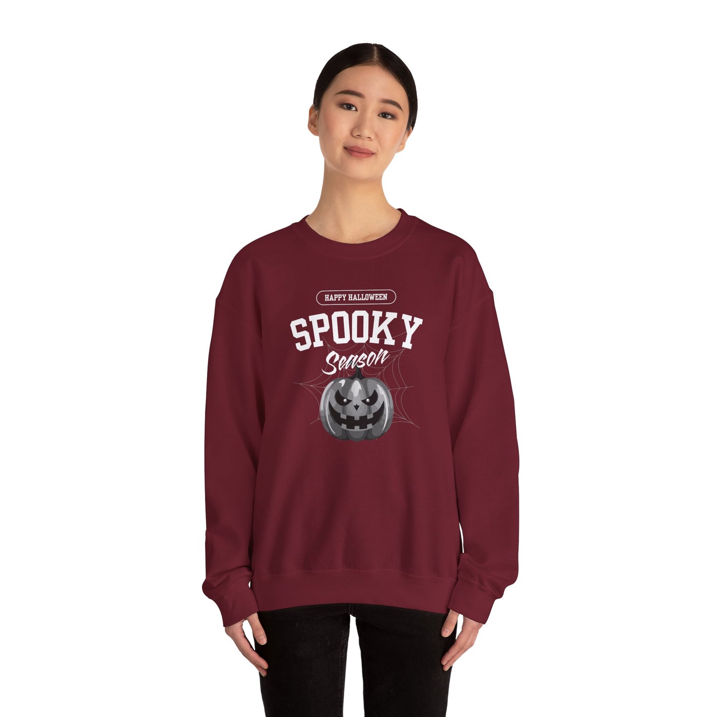 Spooky Season Halloween Sweatshirt – Creepy Cute Pumpkin Graphic Pullover for Fall