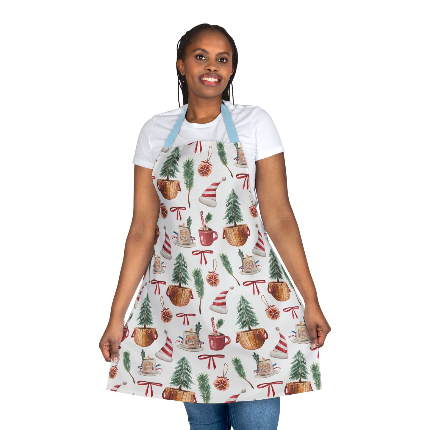 Festive Christmas Apron with Cheerful Holiday Prints and Seasonal Motifs