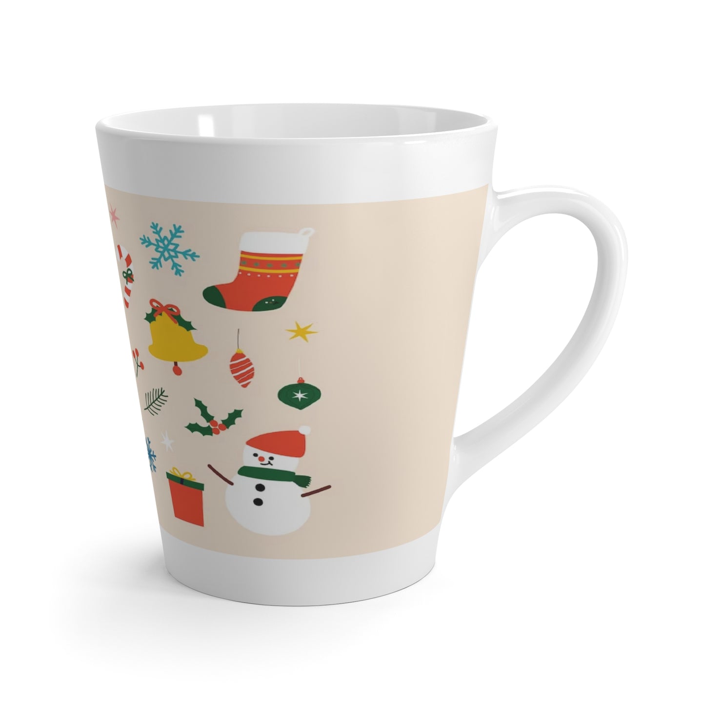 Christmas Latte Mug – 12oz White Ceramic Holiday Cup