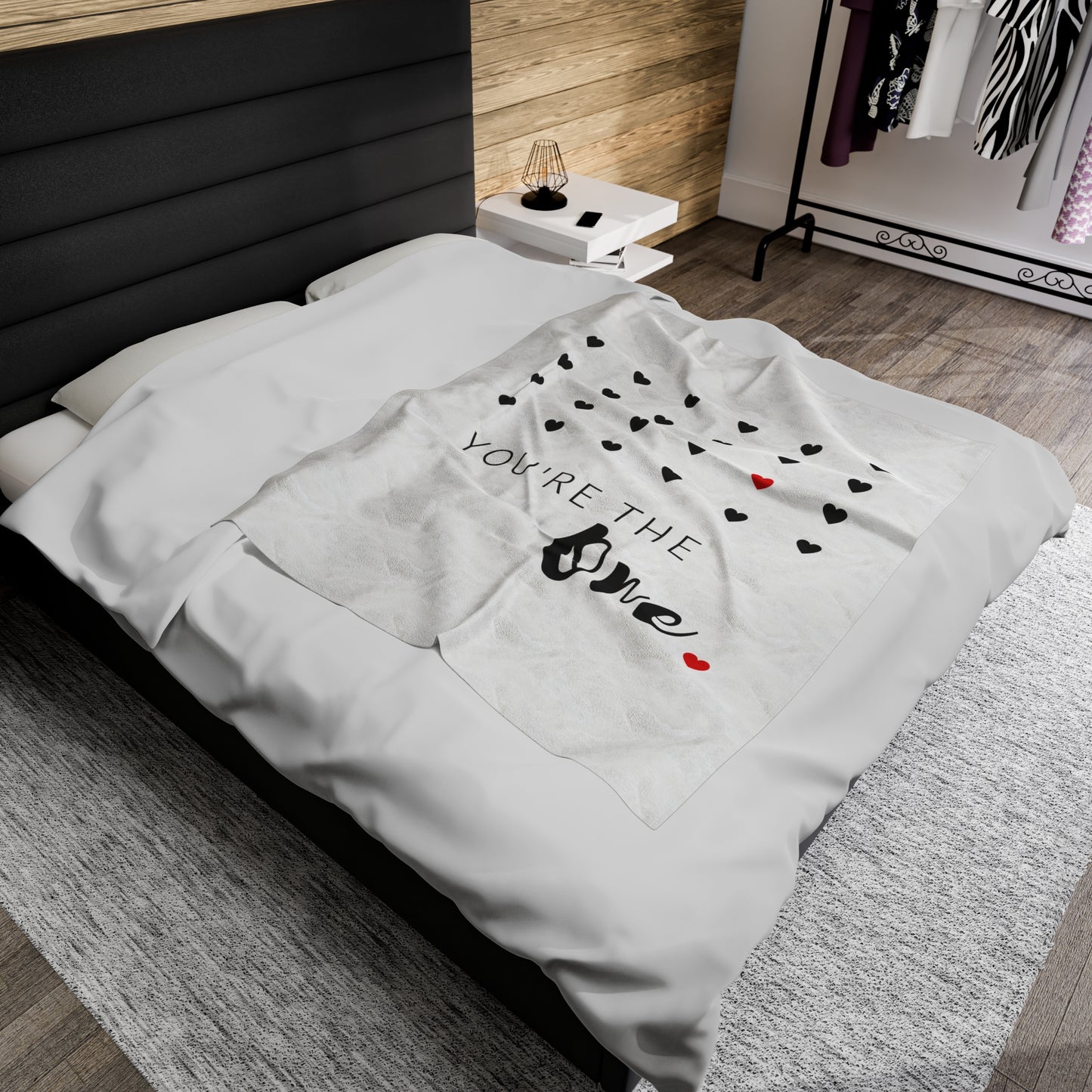 You are the one, Velveteen Plush Blanket for Valentine