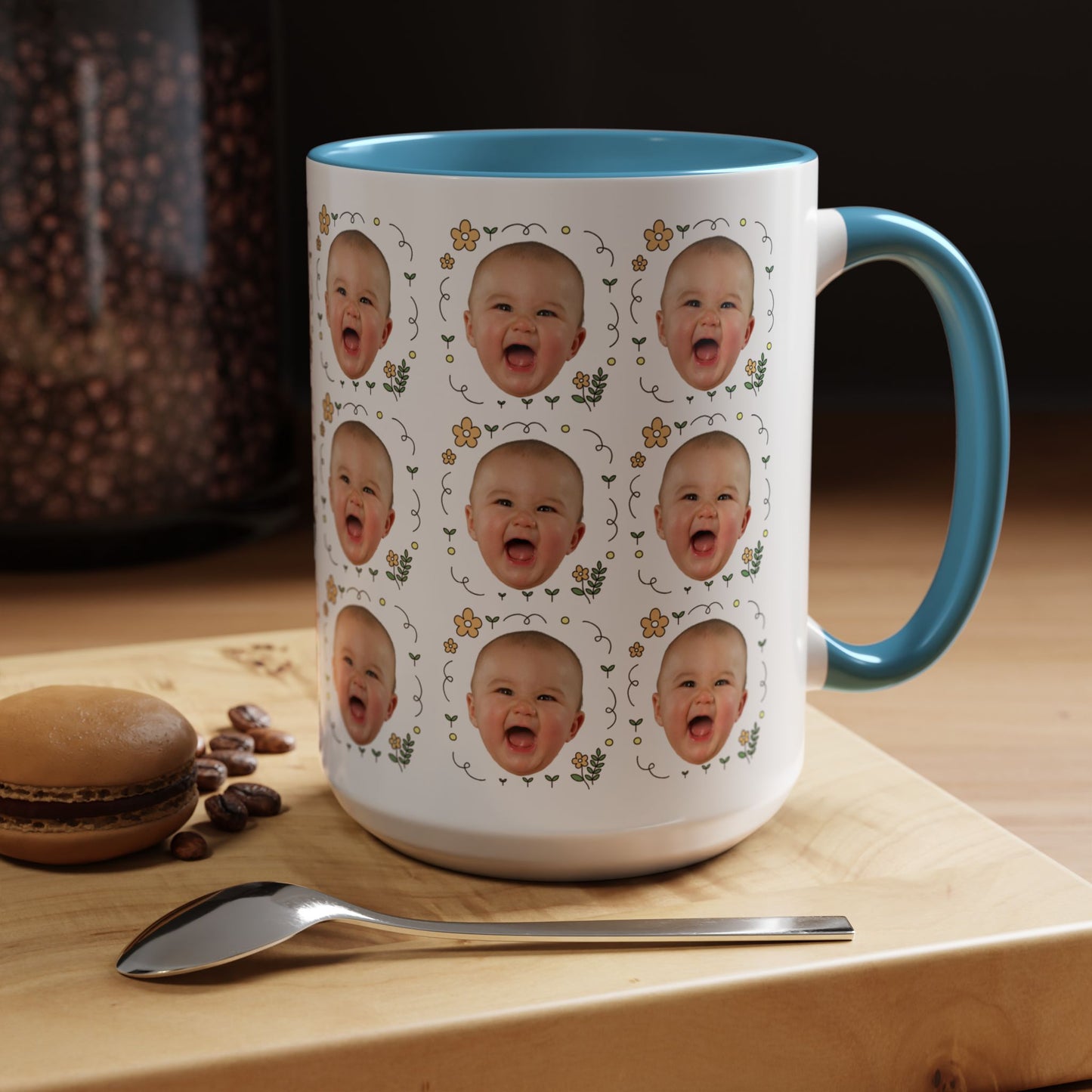 Custom Face Photo Mug – Personalized Coffee Cup for Father's Day, Mother's Day, Dog Lovers, Funny Gift Idea