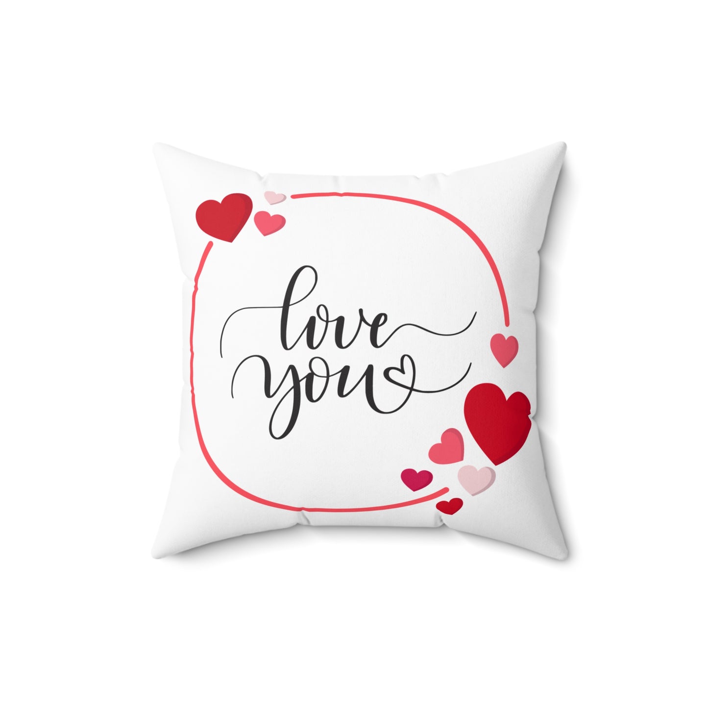 Love You – Heart Accent Pillow – Double-Sided Print, Indoor Decor