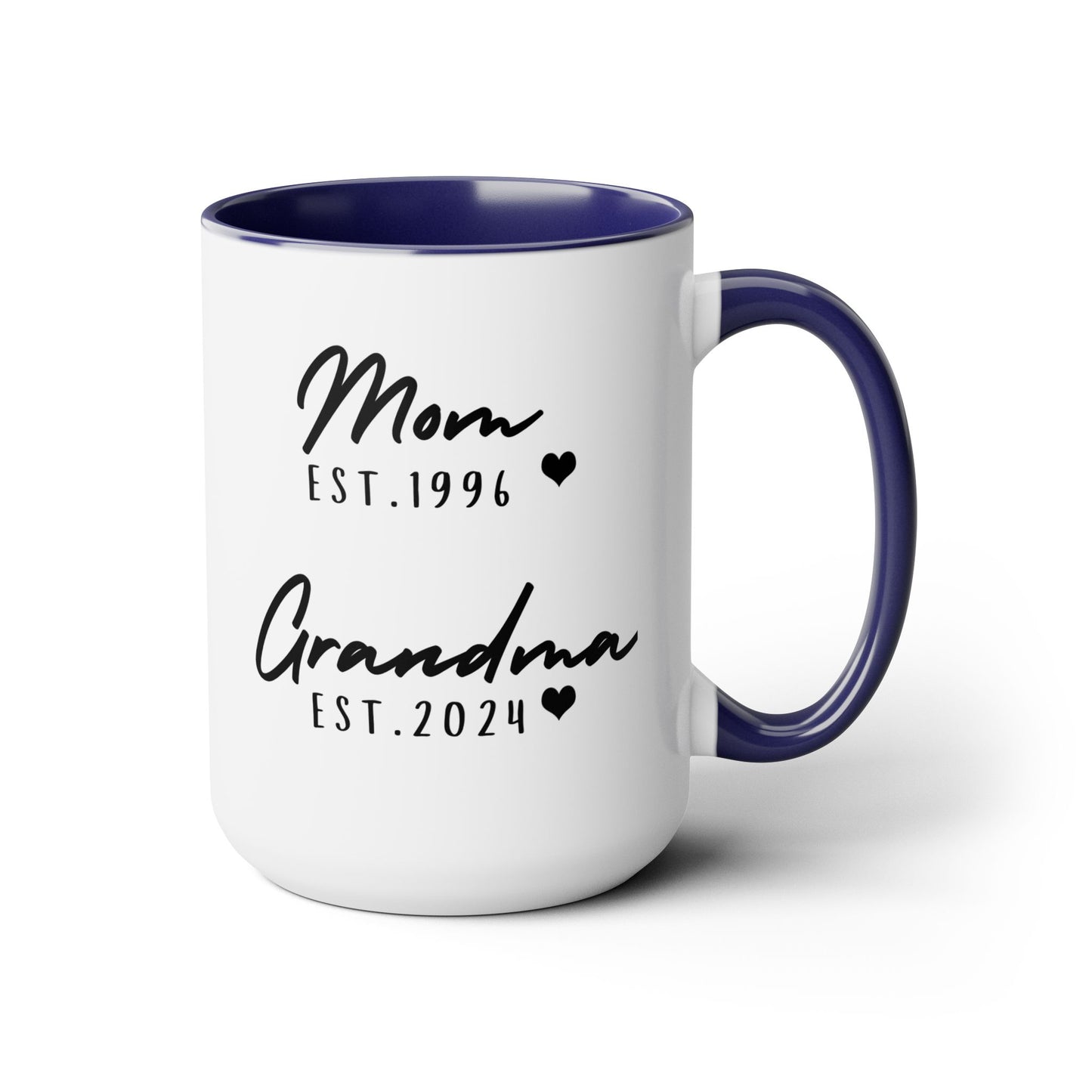 Mom & Grandma EST. 15oz Ceramic Coffee Mug – Sentimental Personalized Gift