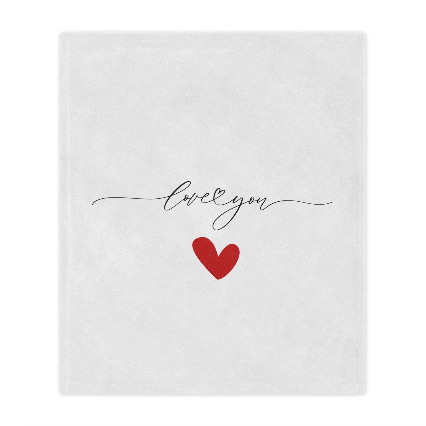 Love You Signature with Heart Printed Velveteen Minky Blanket for Valentine