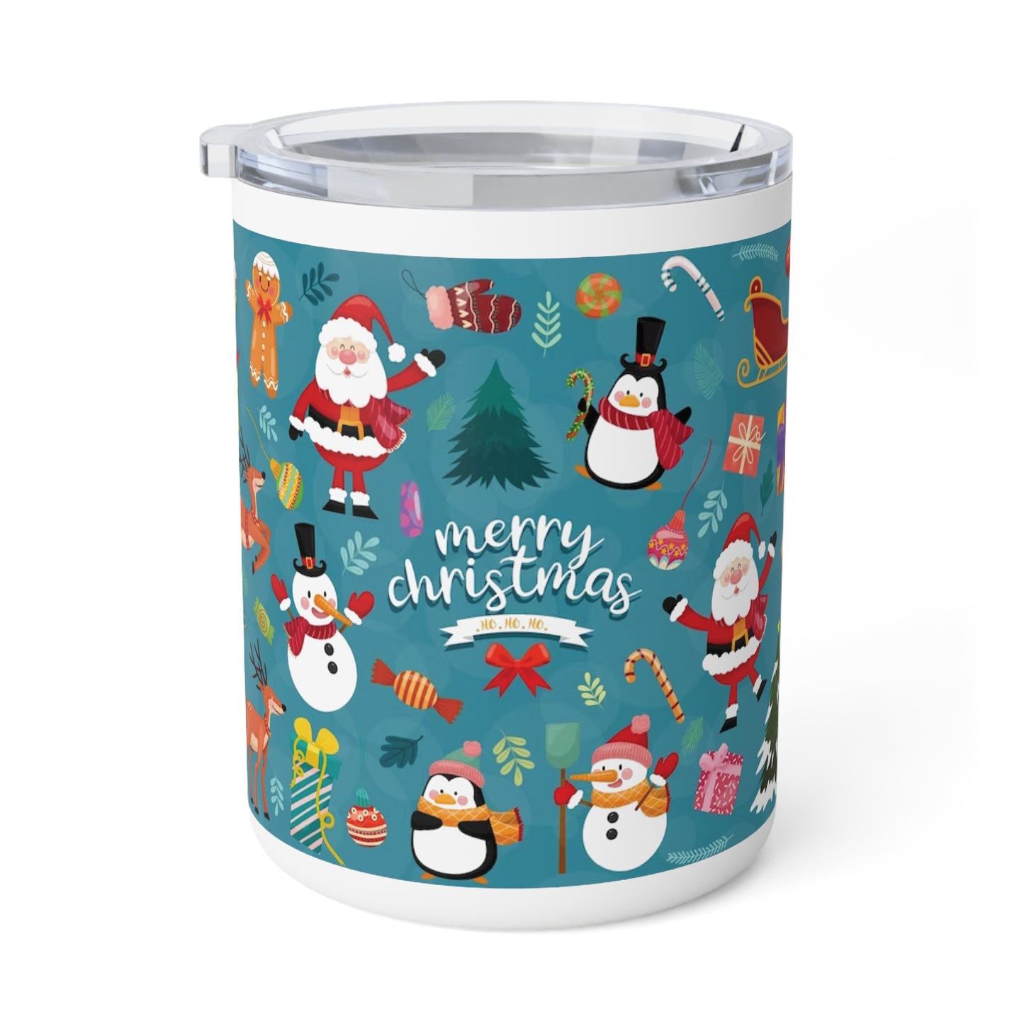 Christmas Insulated Coffee Mug – 10oz Stainless Steel Travel Cup with Lid
