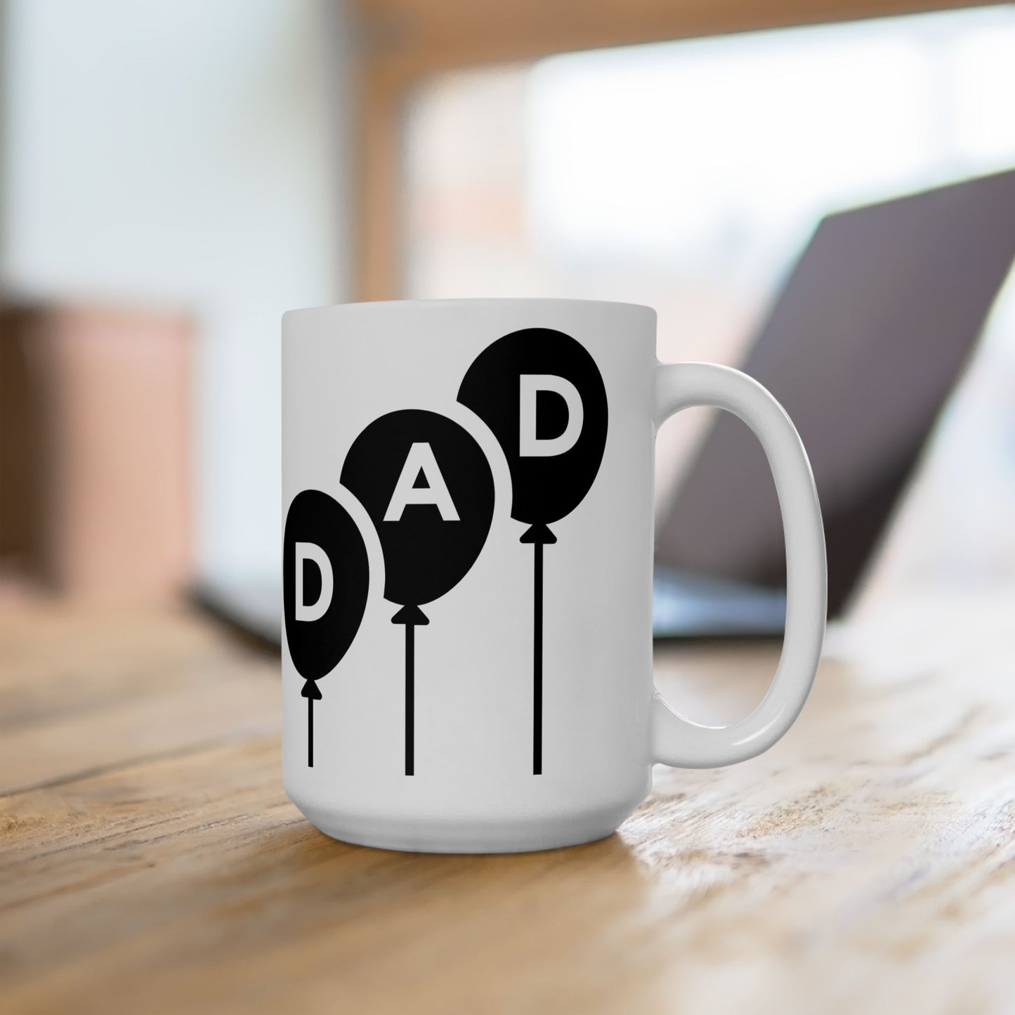Dad Balloons Ceramic Coffee Mug – Minimalist Father’s Day Gift, 11oz & 15oz