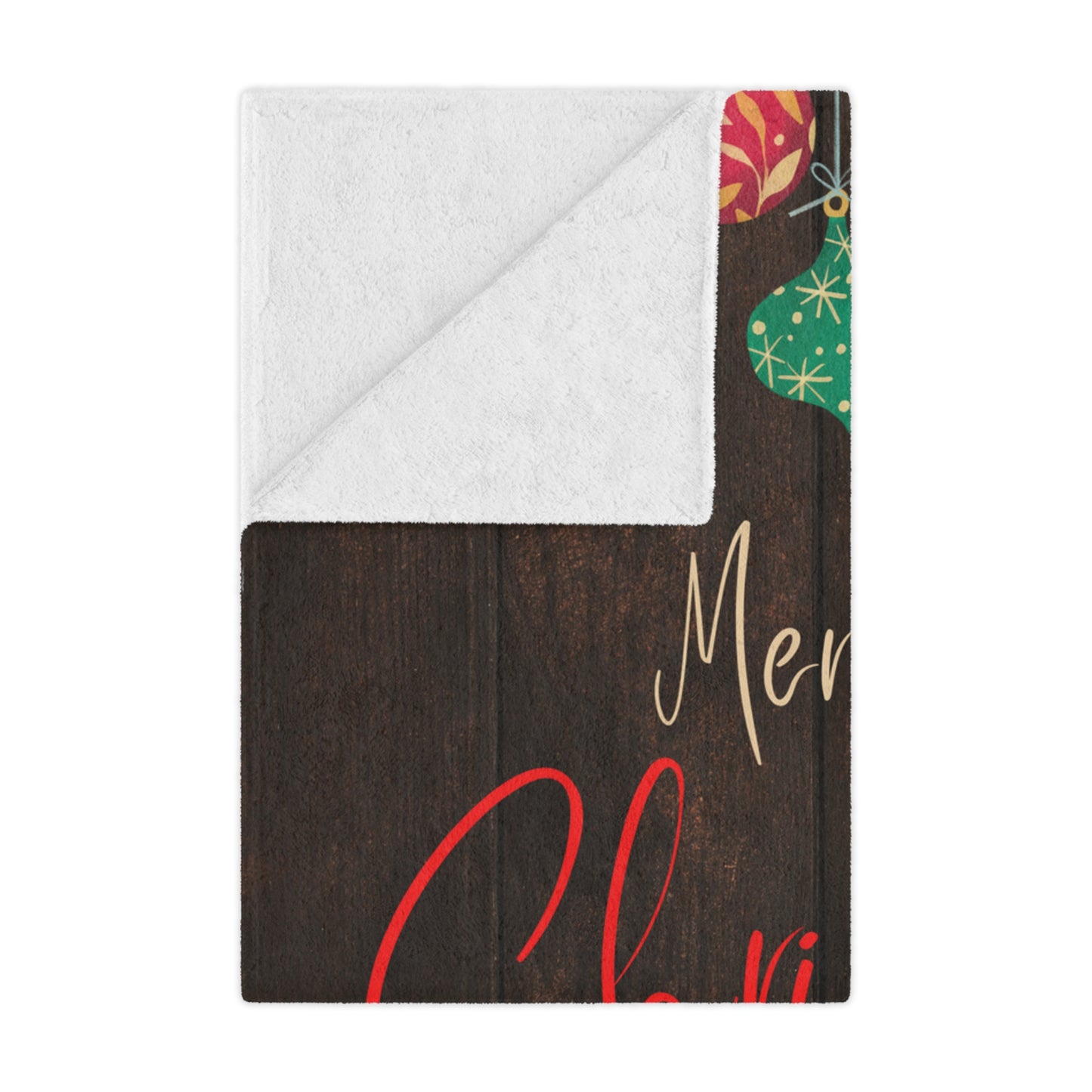 Merry Christmas Printed Velveteen Minky Blanket, Coffee