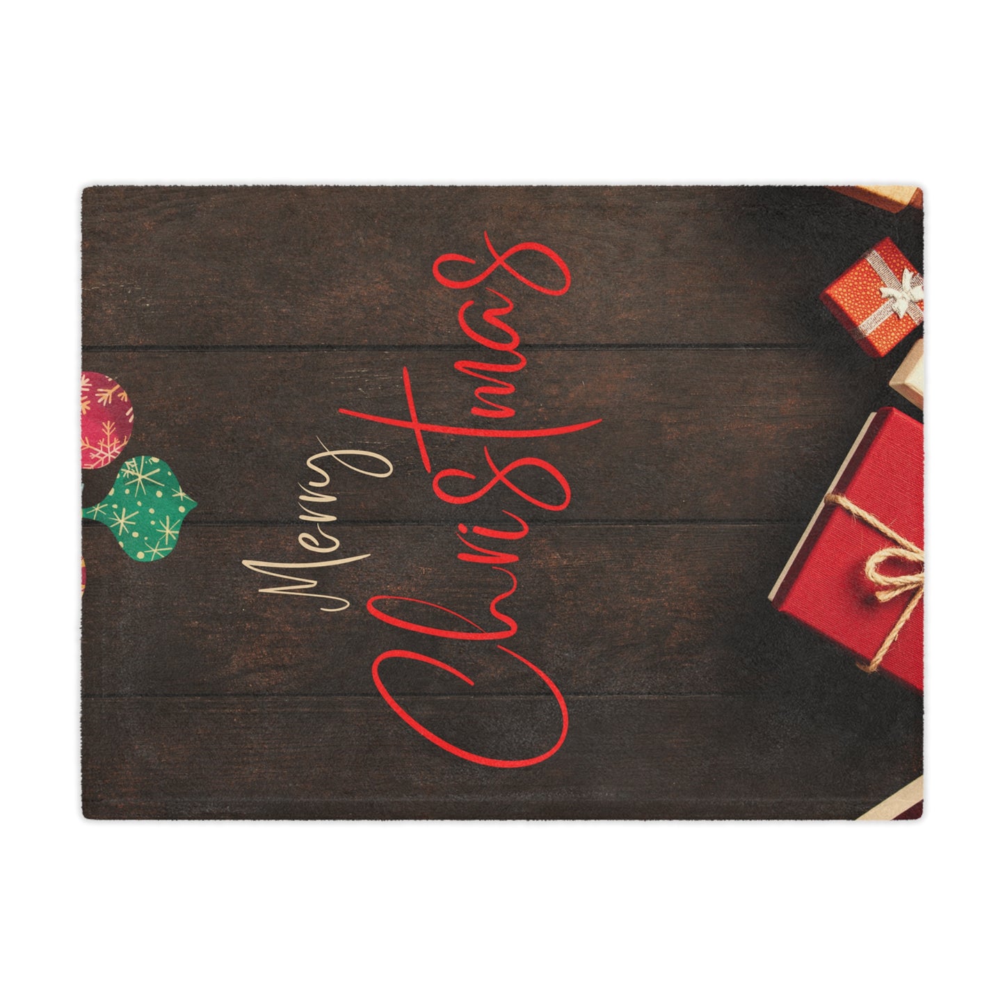 Merry Christmas Printed Velveteen Minky Blanket, Coffee