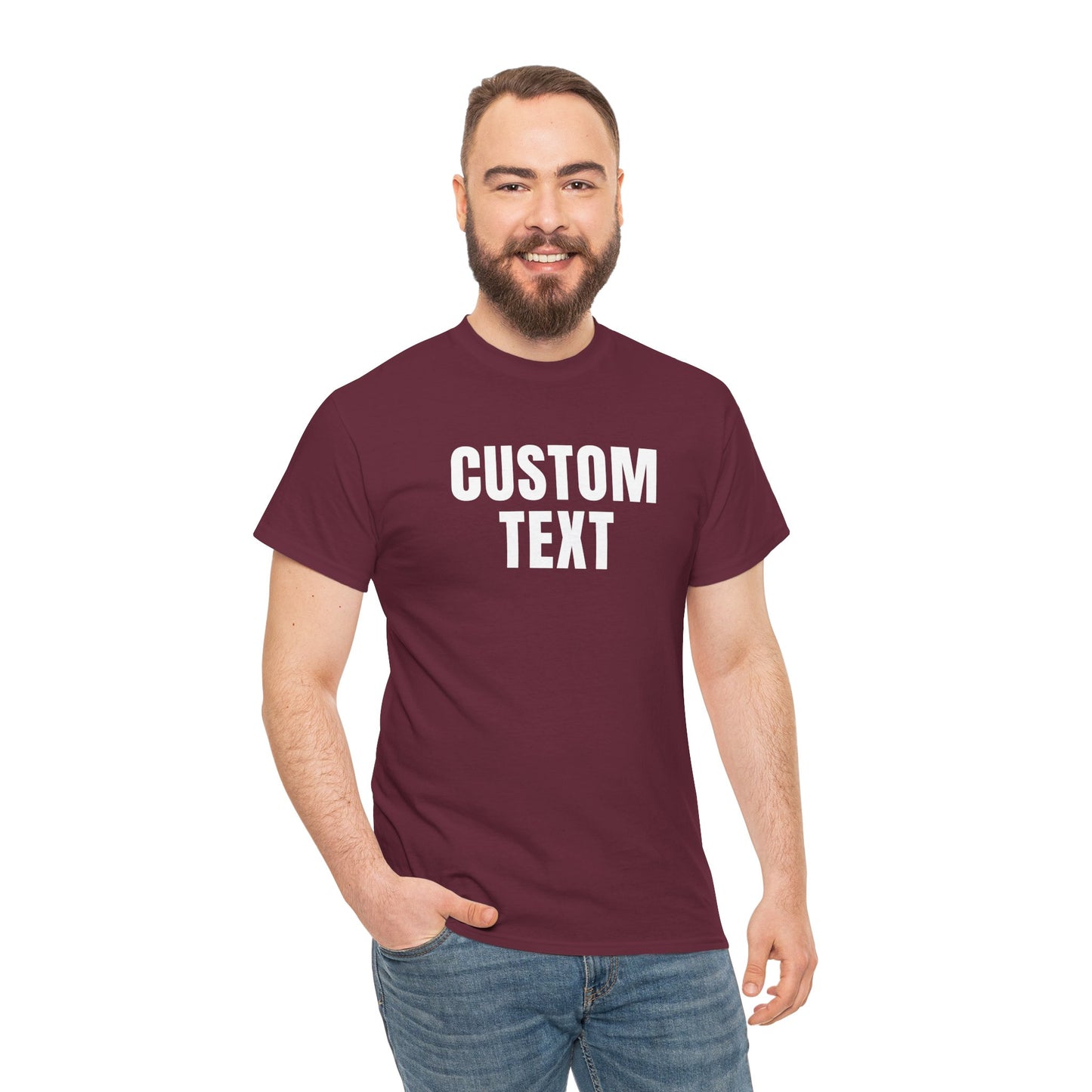 Custom Text T-Shirt – Personalized White Lettering Tee for Men & Women
