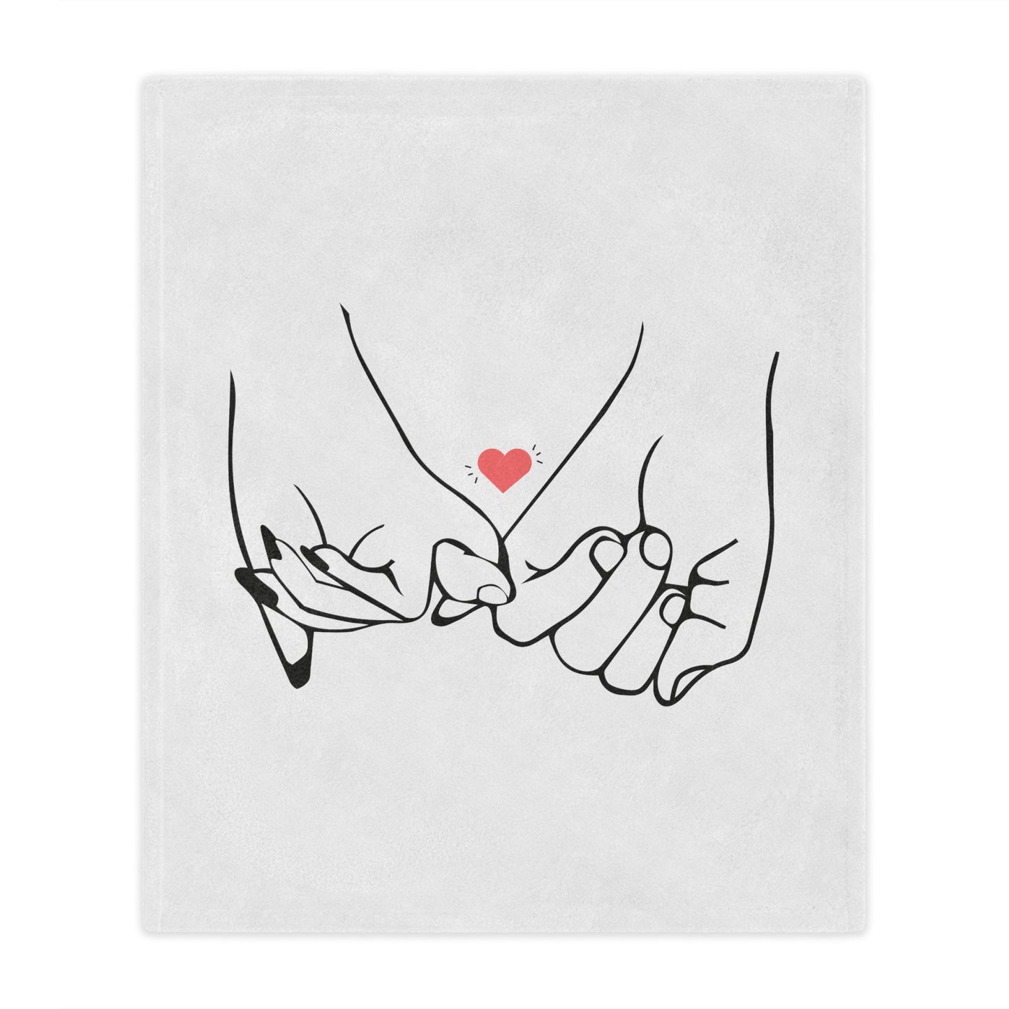 Couple's Hand with Love You Printed Valentine Minky Blanket