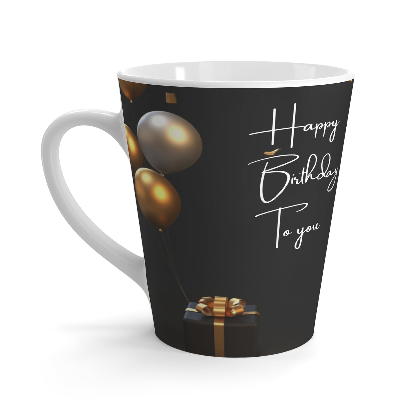 Black Birthday Latte Mug, 12oz, Birthday Gift