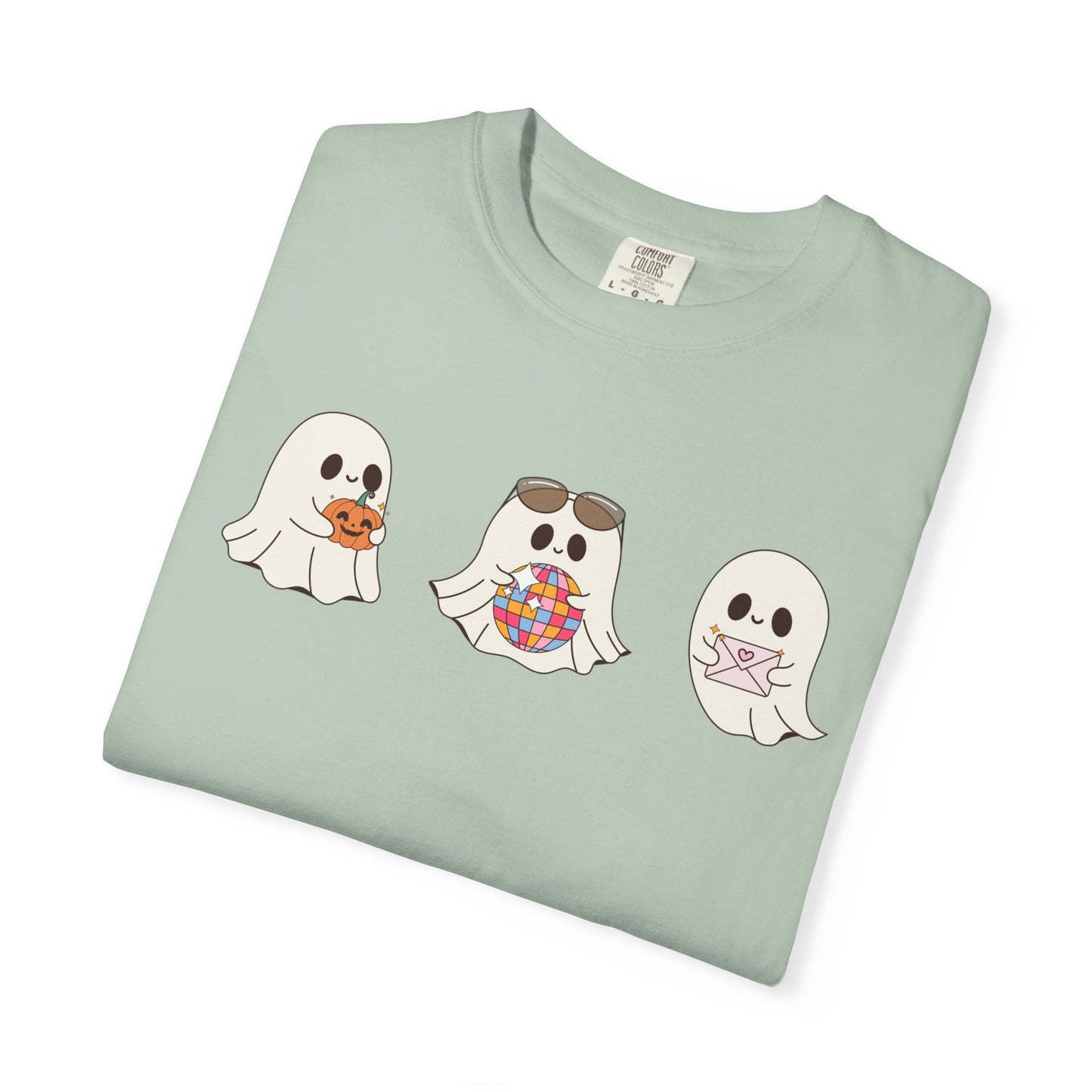 Three Cute Ghosts with Pumpkin, Trick or Treat Party Outfit – October Holiday Shirt